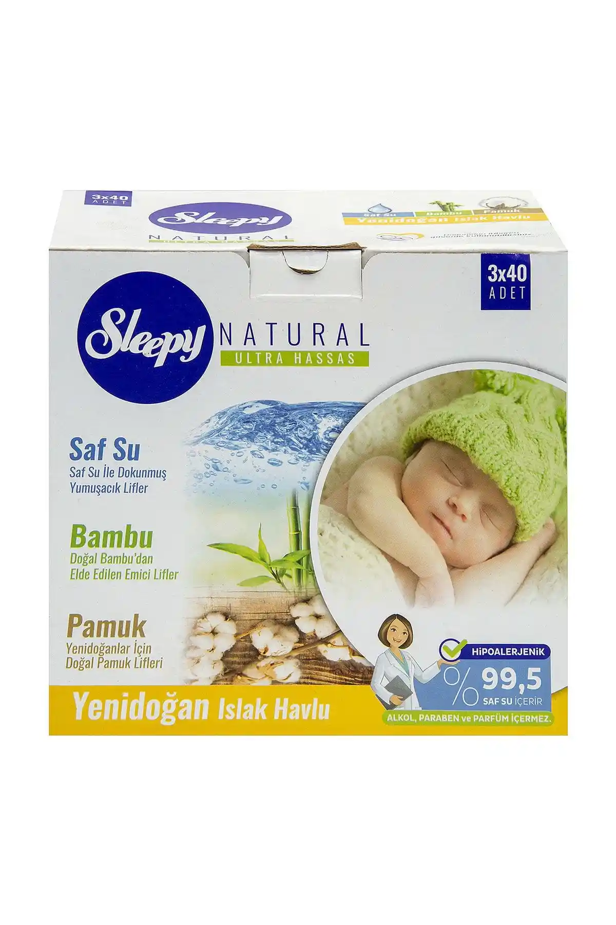 Sleepy Natural Yenidoğan Islak Havlu: Hassas Ciltler İçin Güvenilir ve Pratik Bebek Temizlik Çözümü