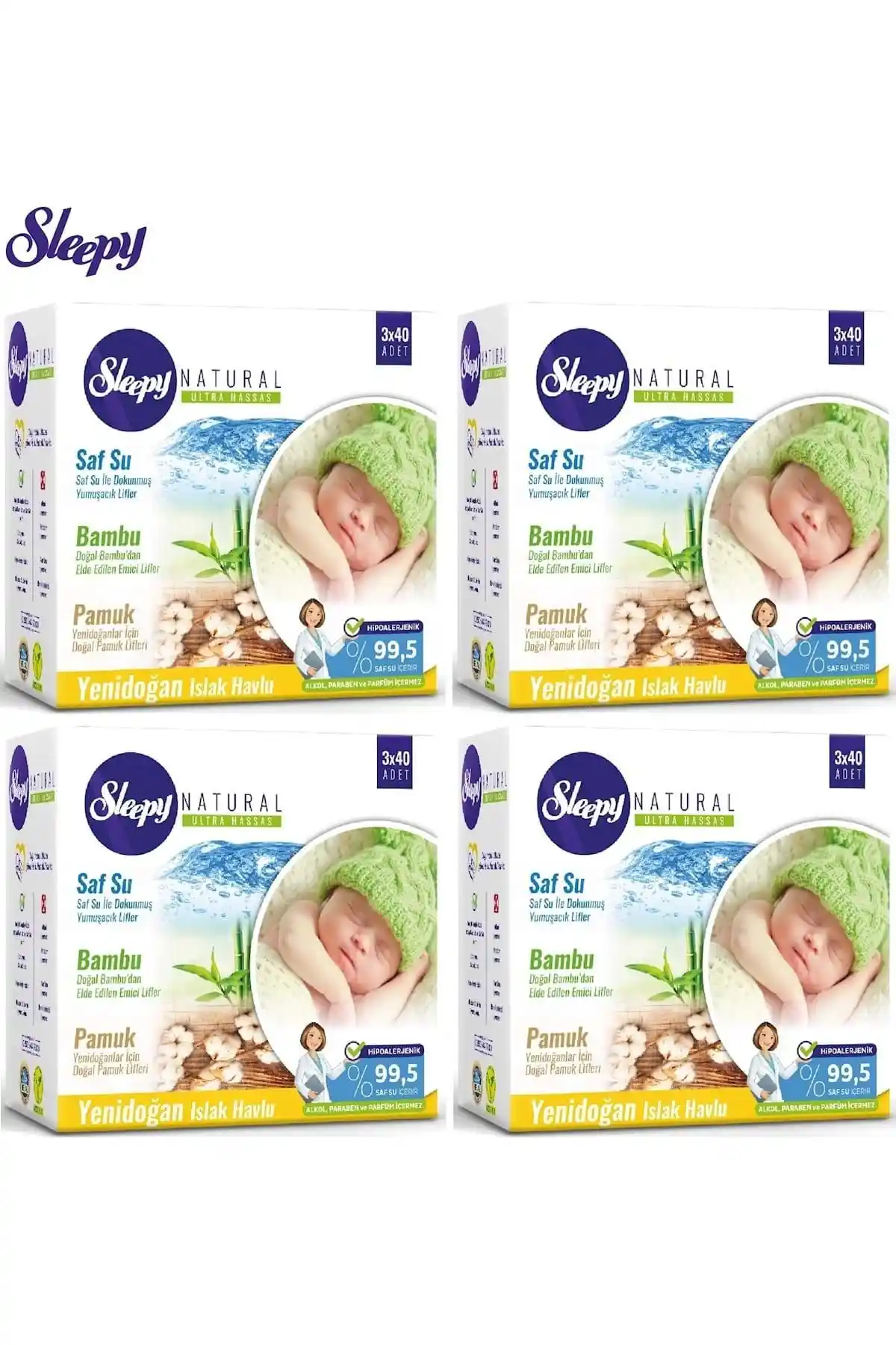 Sleepy Yenidoğan Bambu Doğal Islak Havlu Seti Güvenilir Bebek Bakımı için