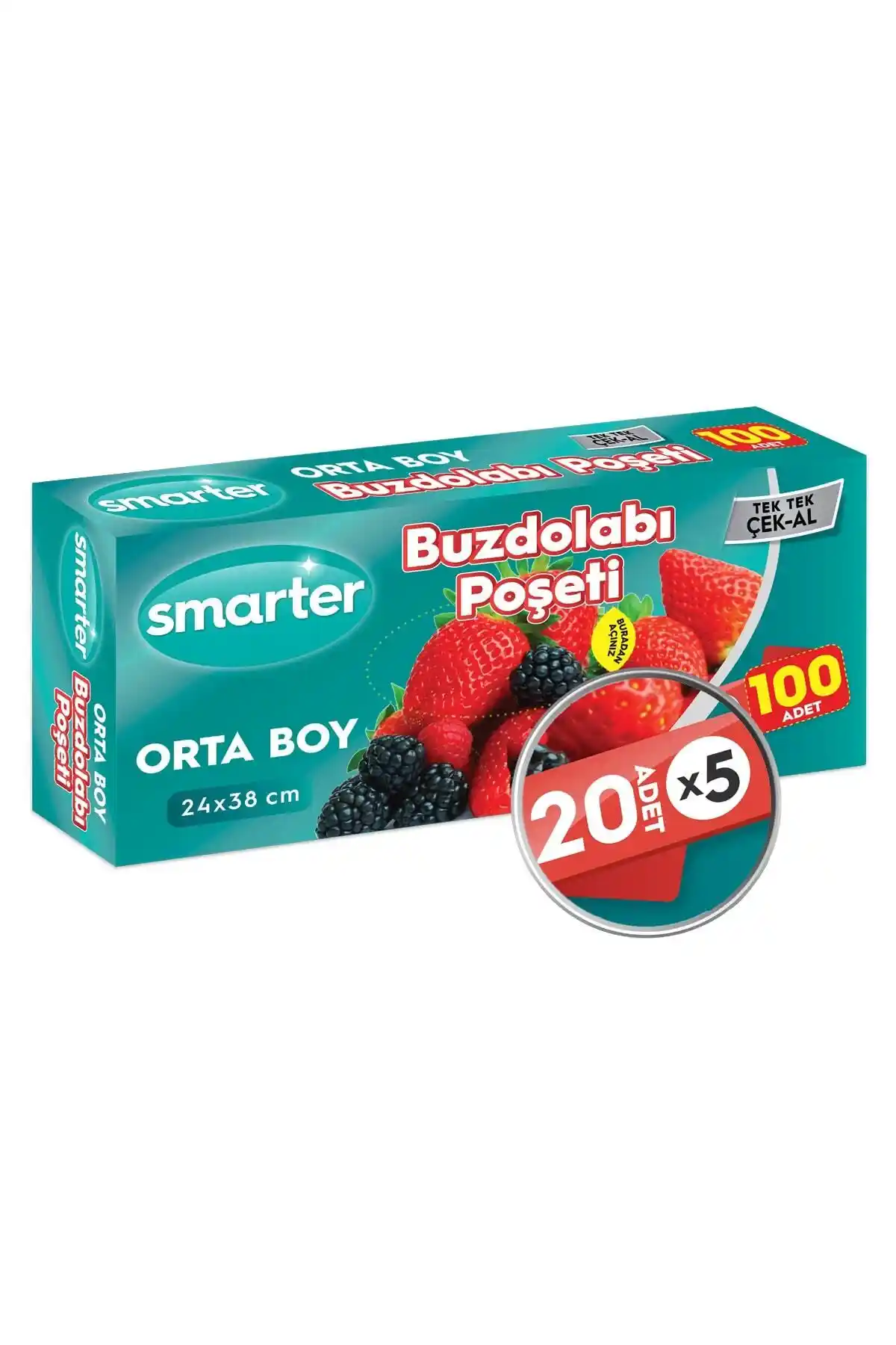 SMARTER 100 Adet Orta Boy Buzdolabı Poşeti Günlük Kullanım ve Saklama Çözümleri