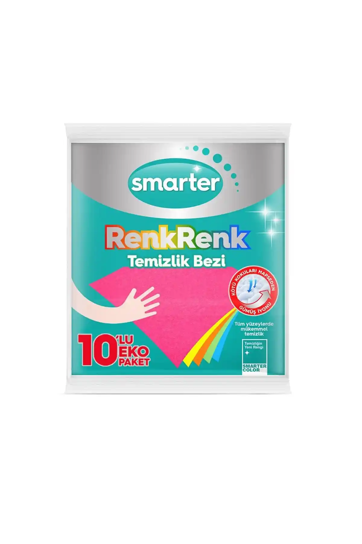 SMARTER Renkrenk Temizlik Bezi 10'lu Çok Amaçlı ve Çevre Dostu Temizlik Ürünü
