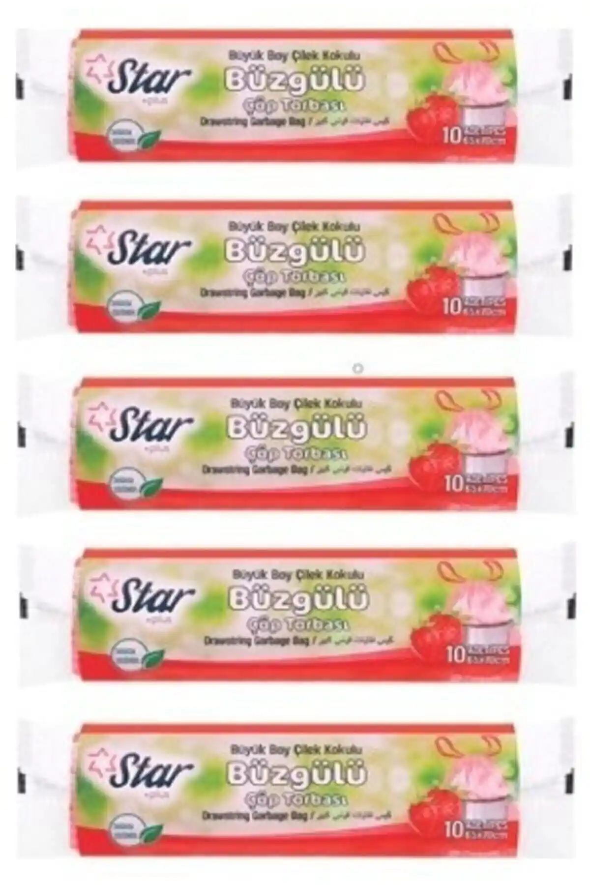 Star Plus Büzgülü Çöp Torbası 65x70 Çilek Kokulu Büyük Boy Temizlik Ürünü