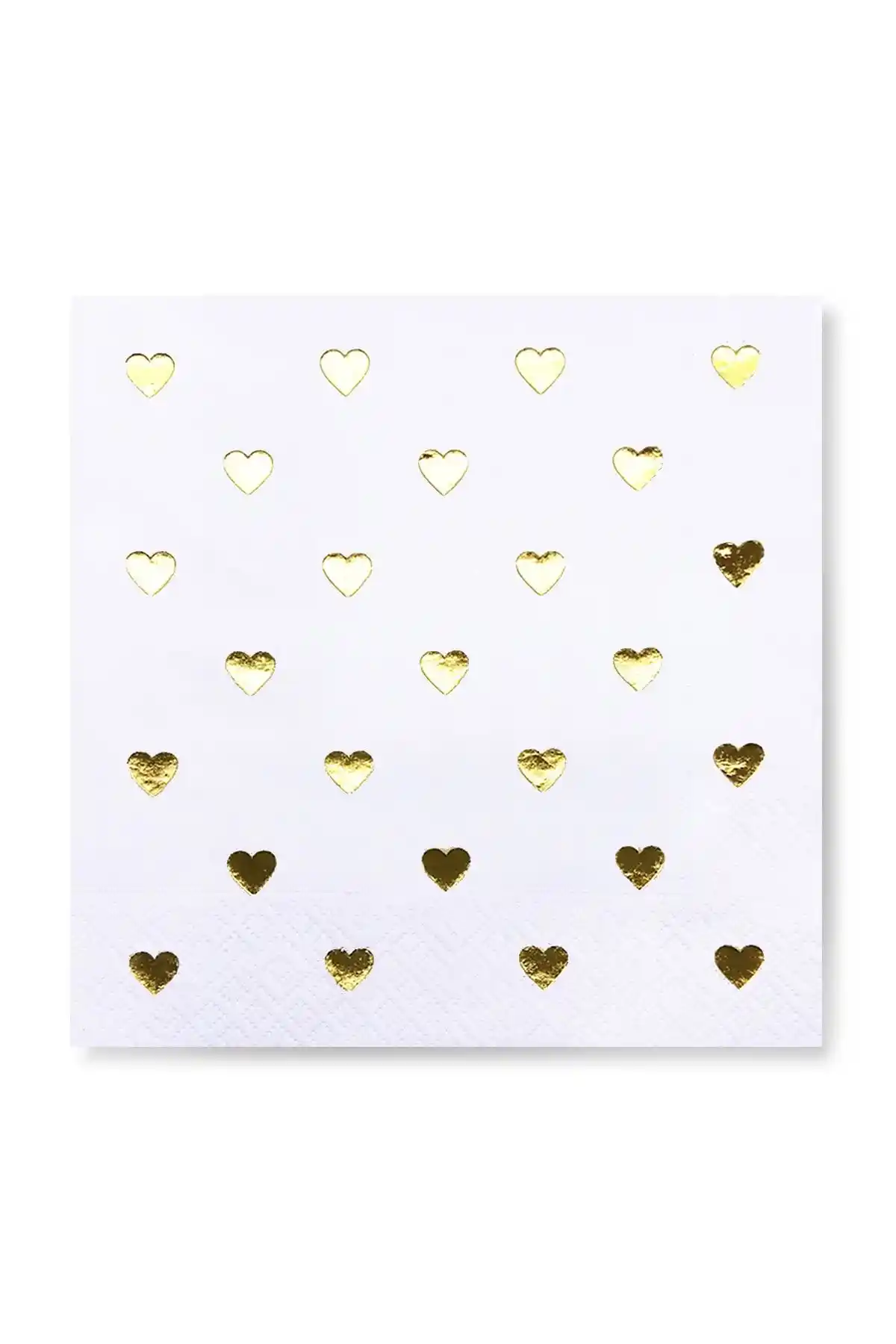 Story Altın Varak Kalpli Desenli Beyaz Peçete Seti 16'lı Şık ve Zarif Masa Dekoru