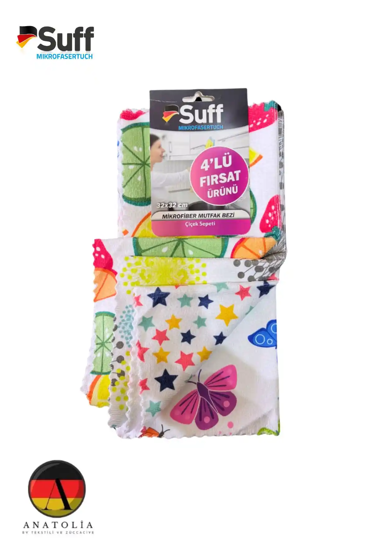 Suff Mikrofiber 4'lü Mutfak Bezi: Yüksek Emicilik ve Hijyen Sağlayan Temizlik Çözümü