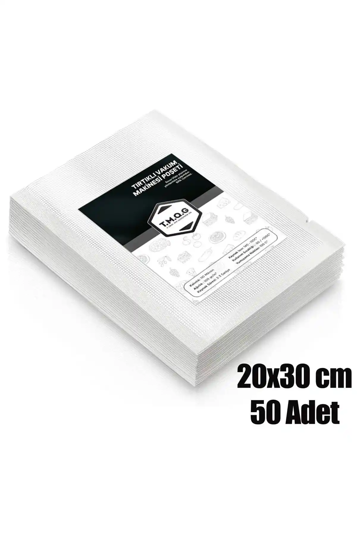 T.M.Q.G 20x30 cm Vakum Poşetleri 50 Adet dayanıklı ve kullanışlı saklama çözümleri