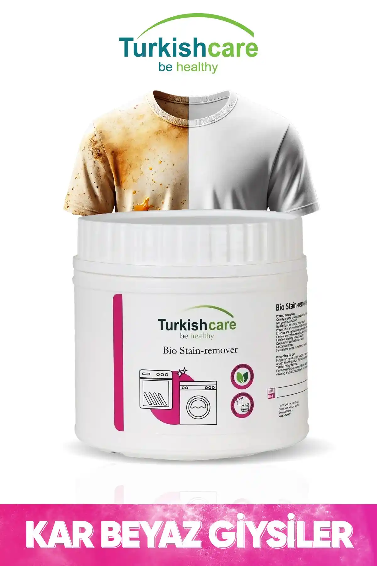 Turkishcare Organik Bio Çamaşır ve Bulaşık Leke Çıkarıcı Toz Doğal ve Çok Yönlü Temizlik Ürünü