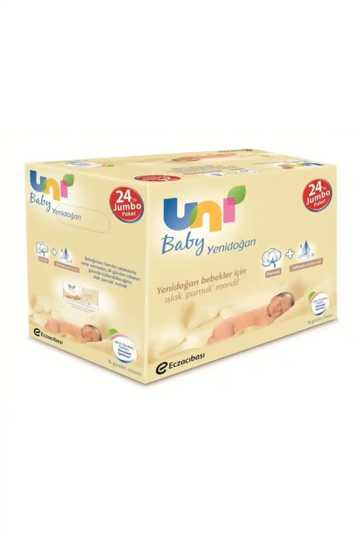 Uni Baby Yenidoğan Islak Mendil 24'lü Paket: Hassas Ciltler İçin Güvenilir Temizlik Çözümü
