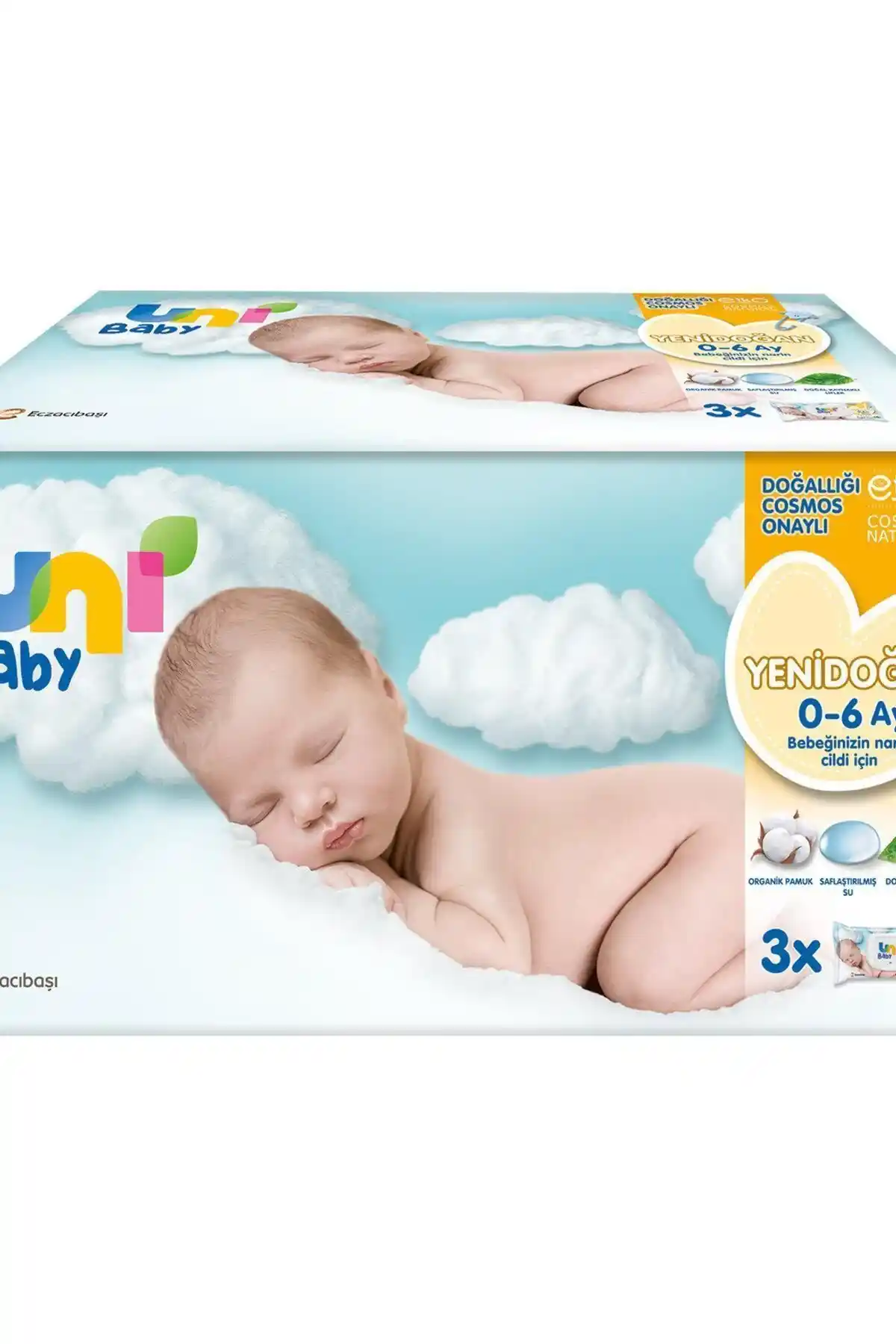 Uni Baby Yenidoğan Islak Mendil 3x40 Kapaklı, Güvenilir ve Pratik Bebek Temizliği Çözümü