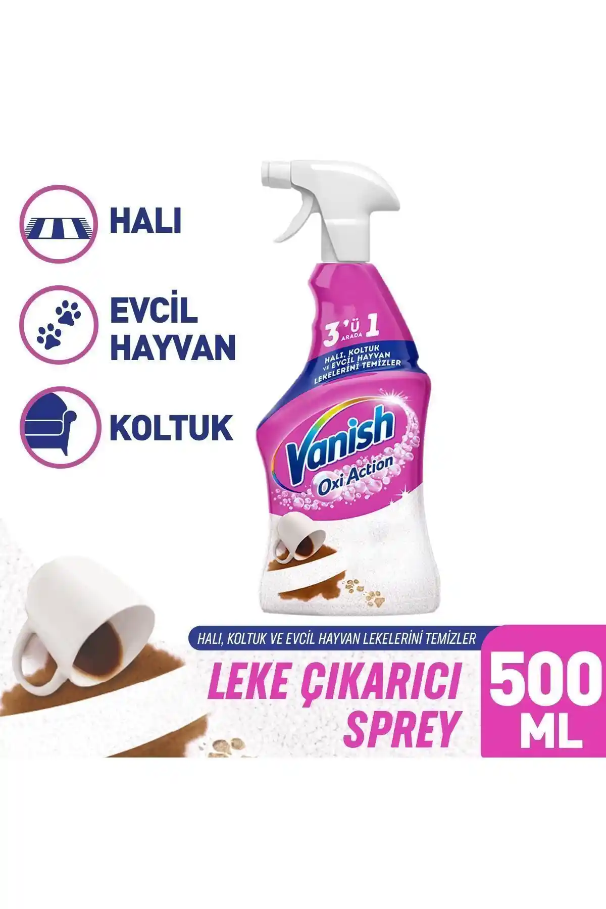 Vanish Oxi Action Çok Amaçlı Leke Çıkarıcı Sprey: Halı ve Koltuk Temizliğinde Güvenilir Çözüm