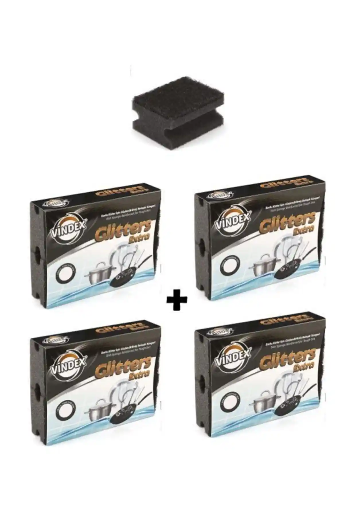 Vindex Glitters Ekstra Siyah Sünger Seti: Yüksek Performanslı ve Estetik Temizlik Çözümü