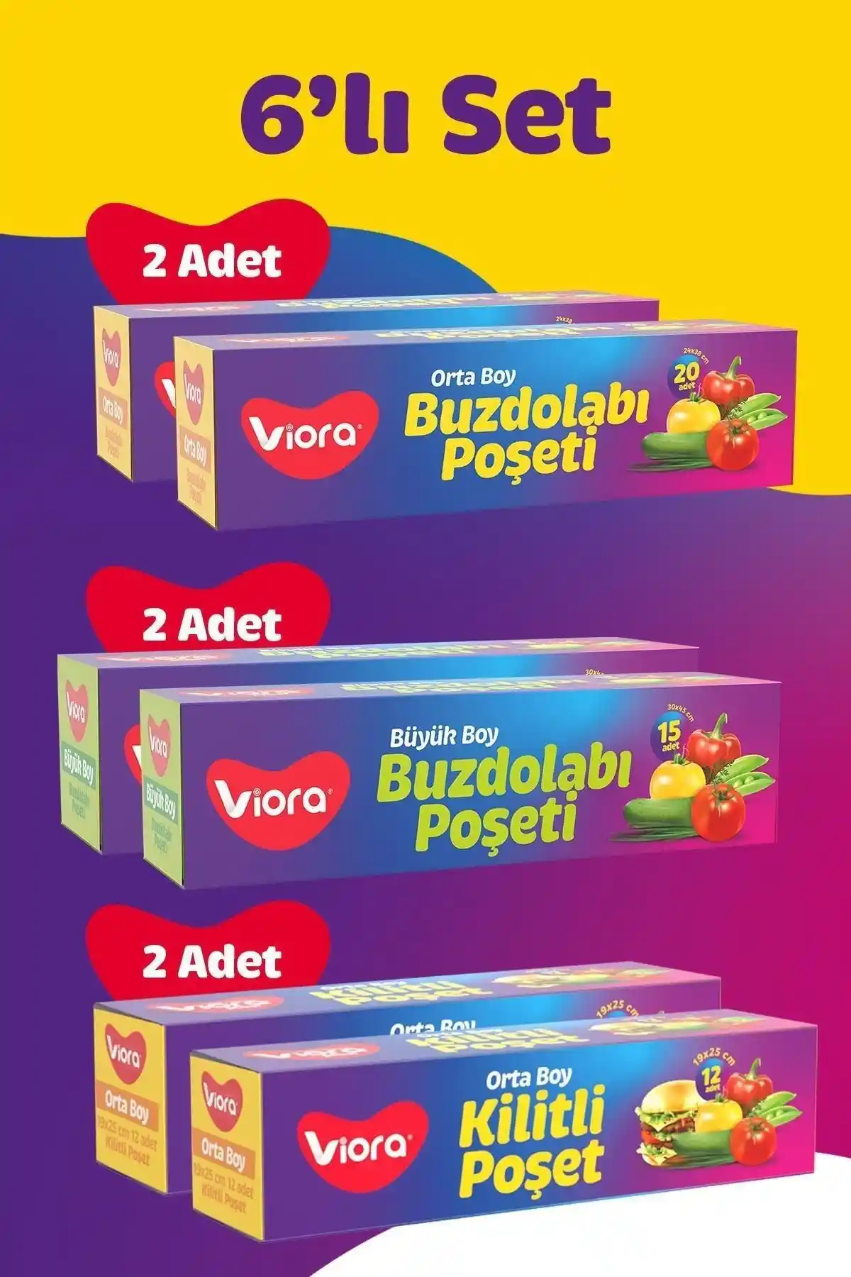 Viora 4 Paket Buzdolabı Poşeti ve Kilitli Poşet Seti Günlük Gıda Saklama Çözümleri
