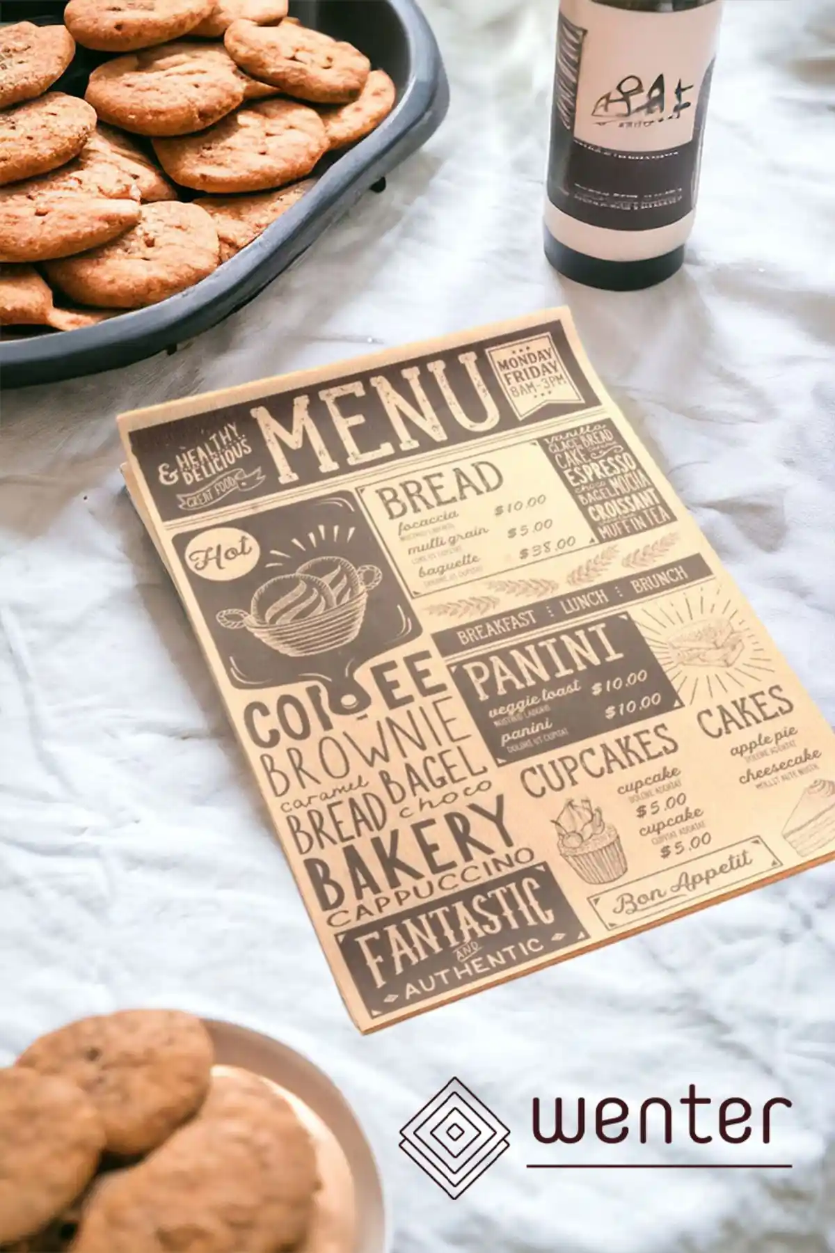 WENTER 50 Adet Kendinden Desenli Yağlı Kağıt Vintage Gazete Deseni Sunum Malzemeleri