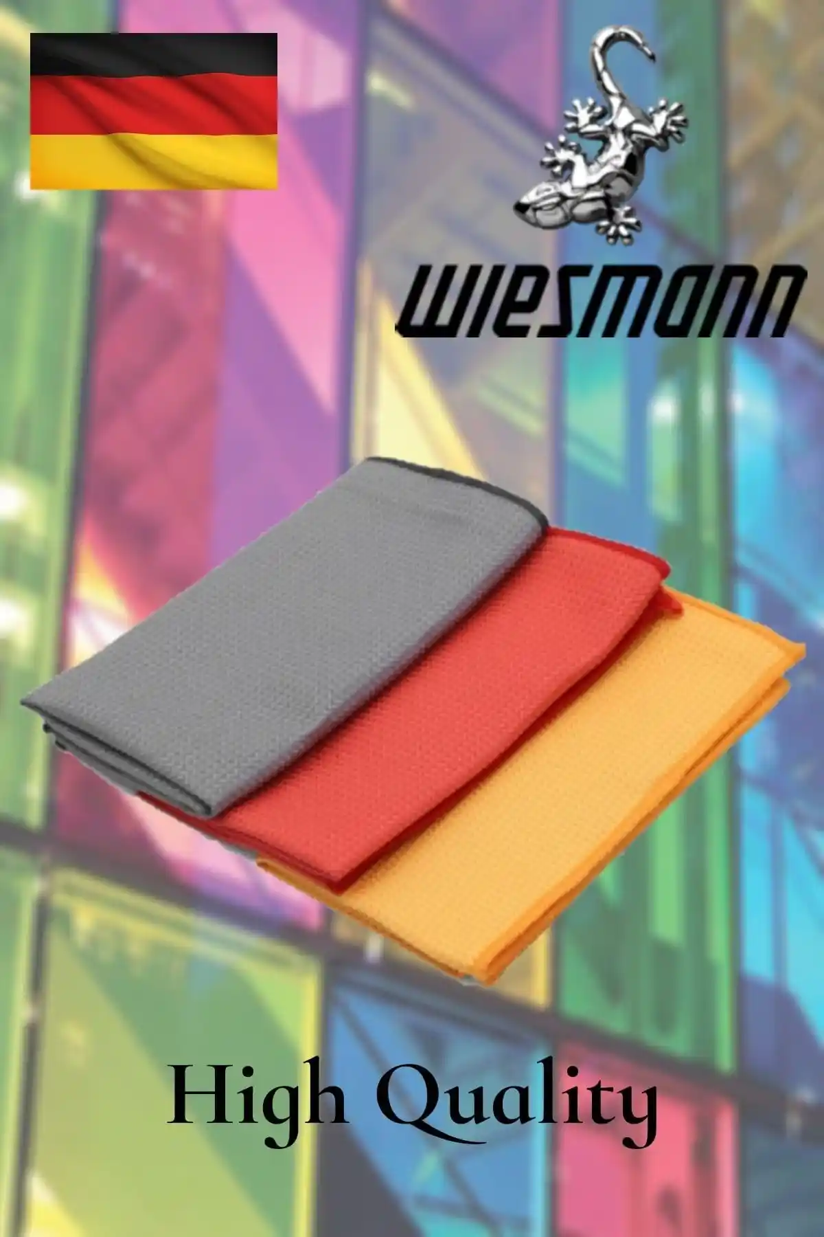 Wiesmann 3'lü 40x40cm Cam Bezi Mikrofiber Temizlik Seti İle Parlak Camlar