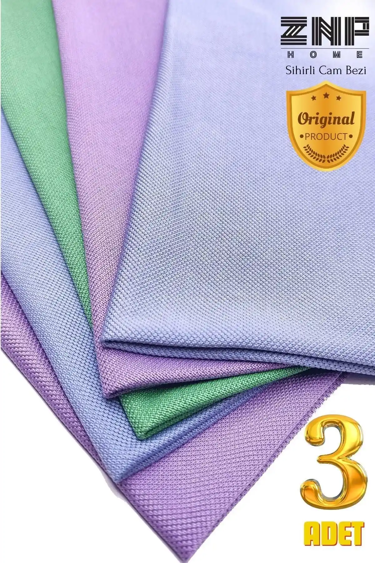 Znp Home Pine Mikrofiber Cam Temizlik Bezi Seti 3'lü Pratik ve Çevre Dostu Temizlik Çözümü