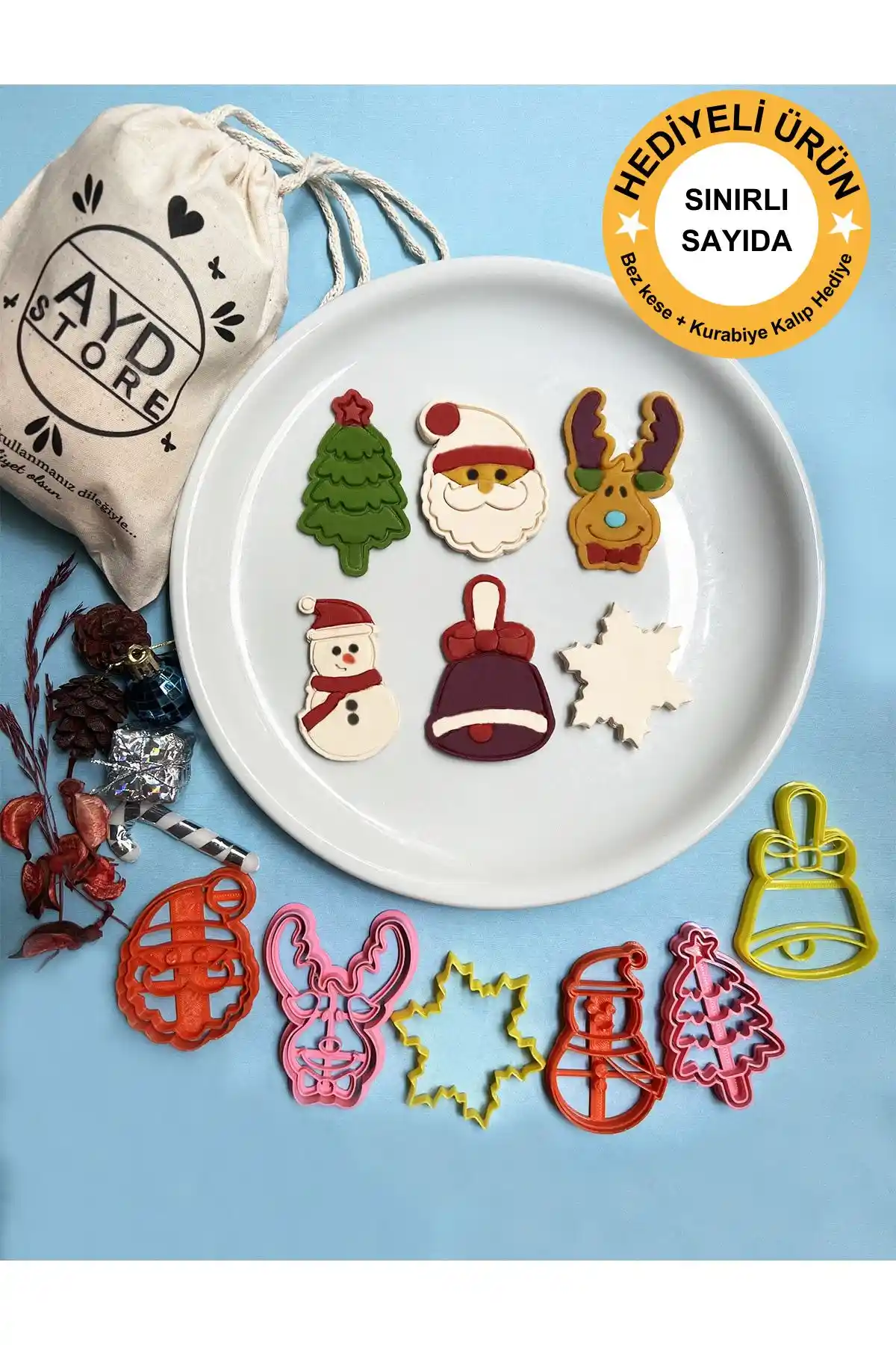 444 Marka Yılbaşı Kurabiye Kalıbı Seti: Noel Temalı Şekillerle Yaratıcılığı Artıran Mutfak Gereçleri