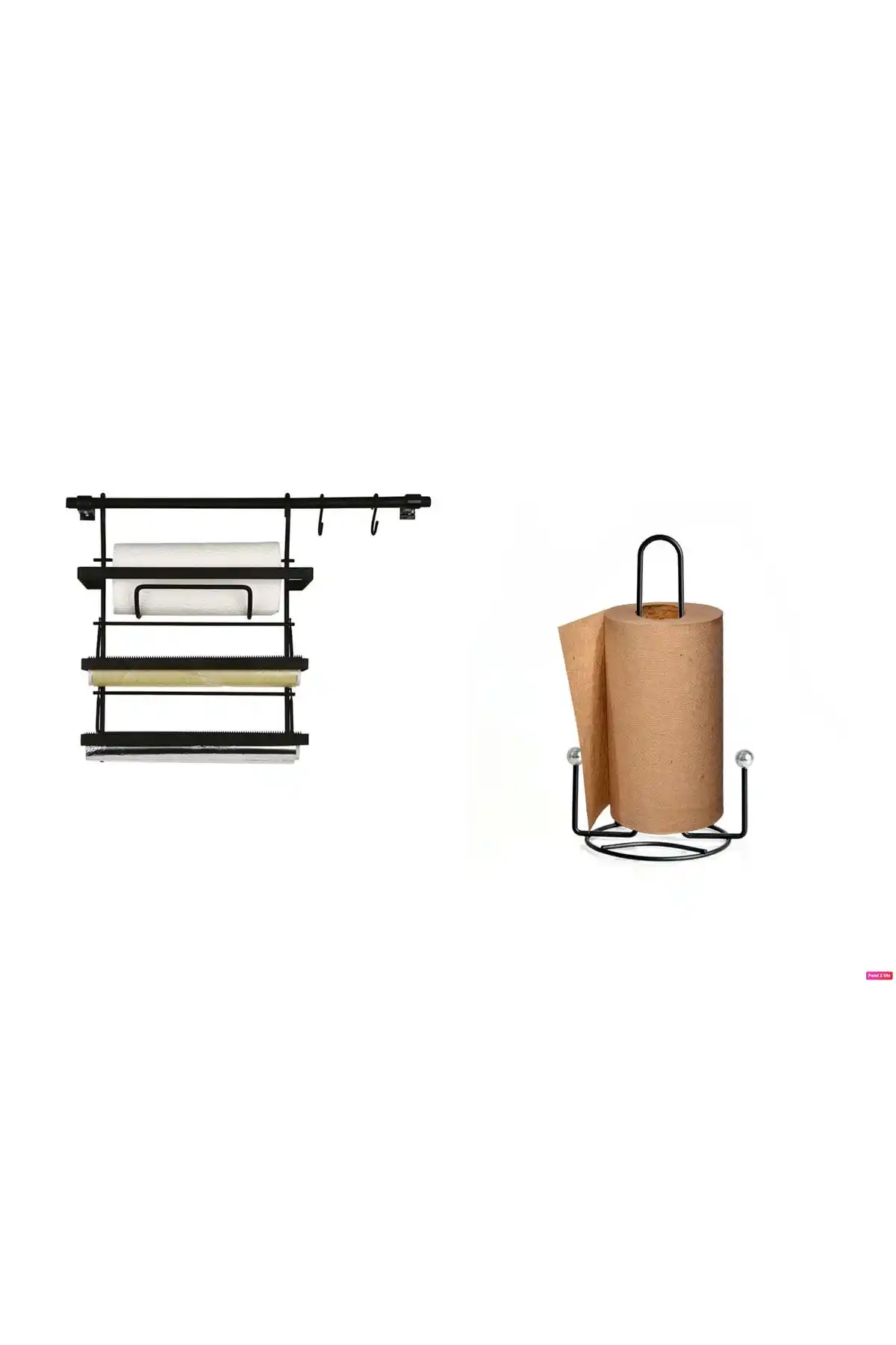 Akın Lux Mutfak İçin Modern Asma Folyoluk ve Kağıt Havluluk Seti Paslanmaz Çelik