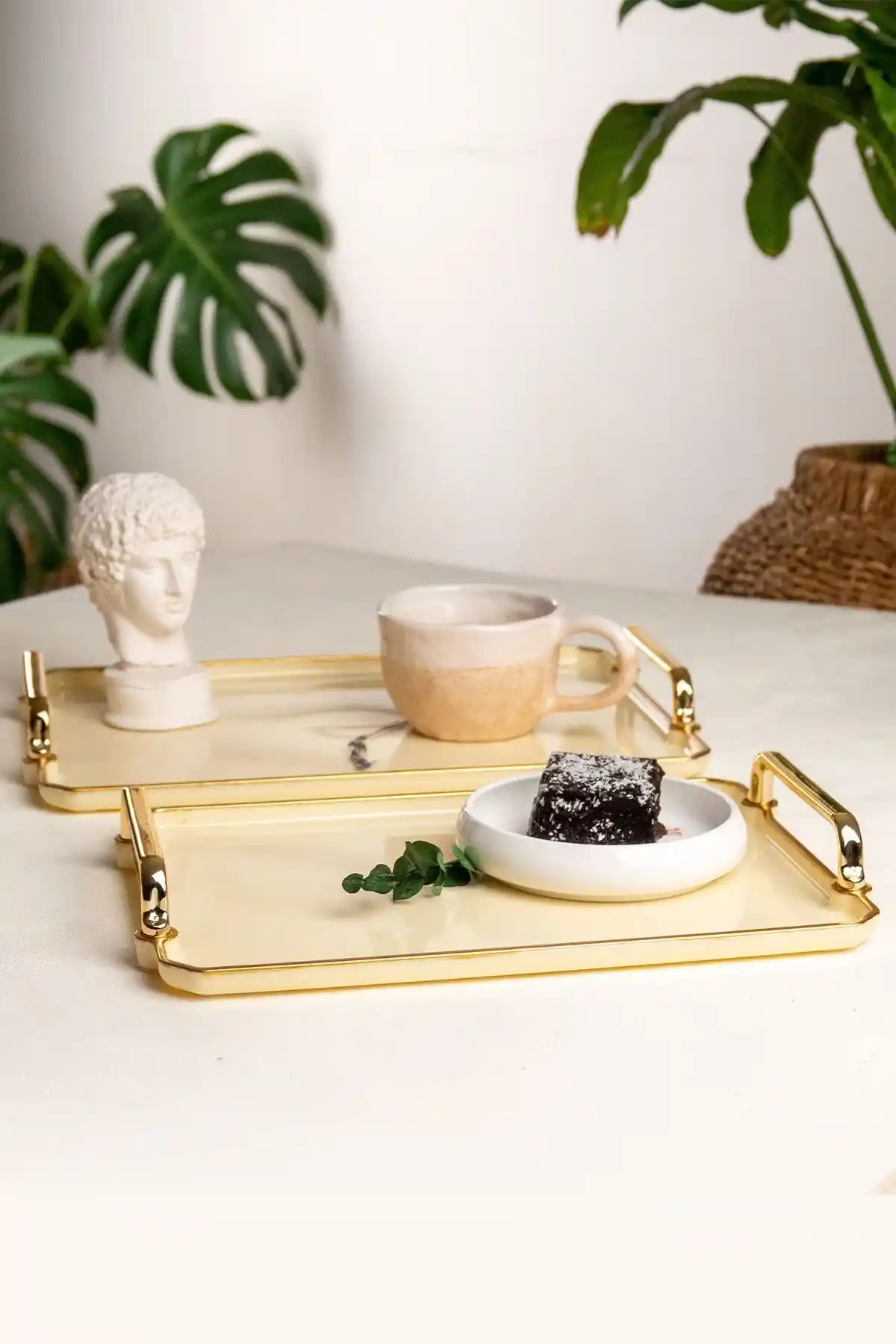 ALM HOME 2’li Krem Tepsi Seti Mutfak ve Sunum Dekorasyonu İçin Şık ve Dayanıklı 