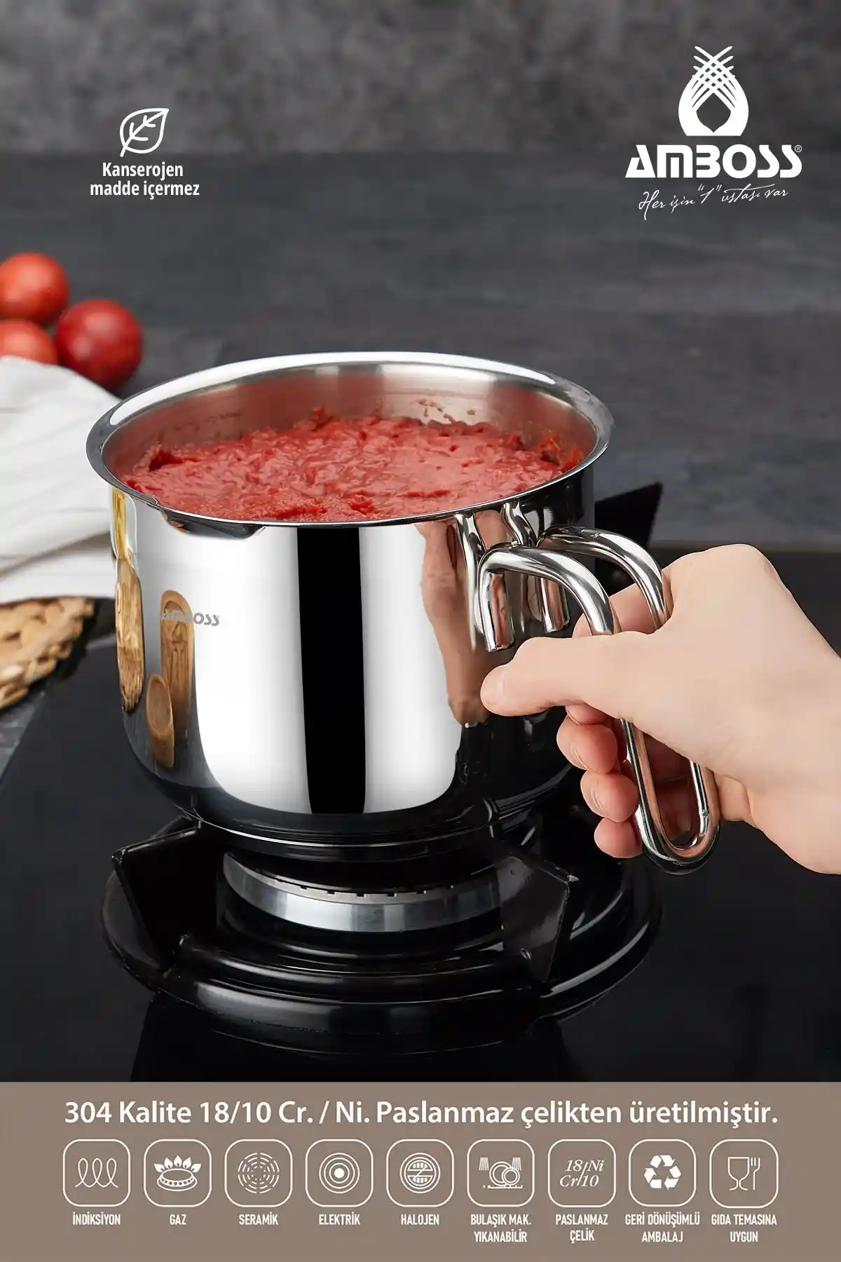 Amboss Saphire Indüksiyon Uyumlu Paslanmaz Çelik Sütlük ve Sosluk Ürünü Özellikleri ve Kullanım Alanları