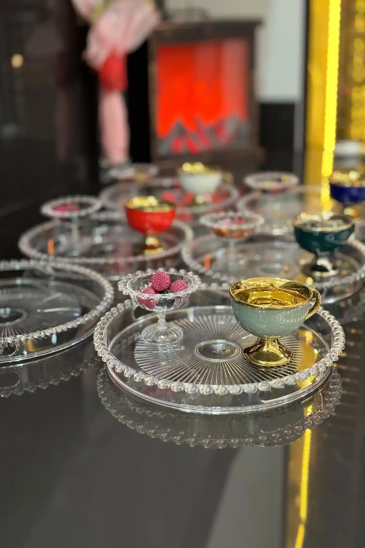 ASYA BAZAAR Boncuklu Lokumluk ve Tepsi Seti ile Şık Kahve Sunumu