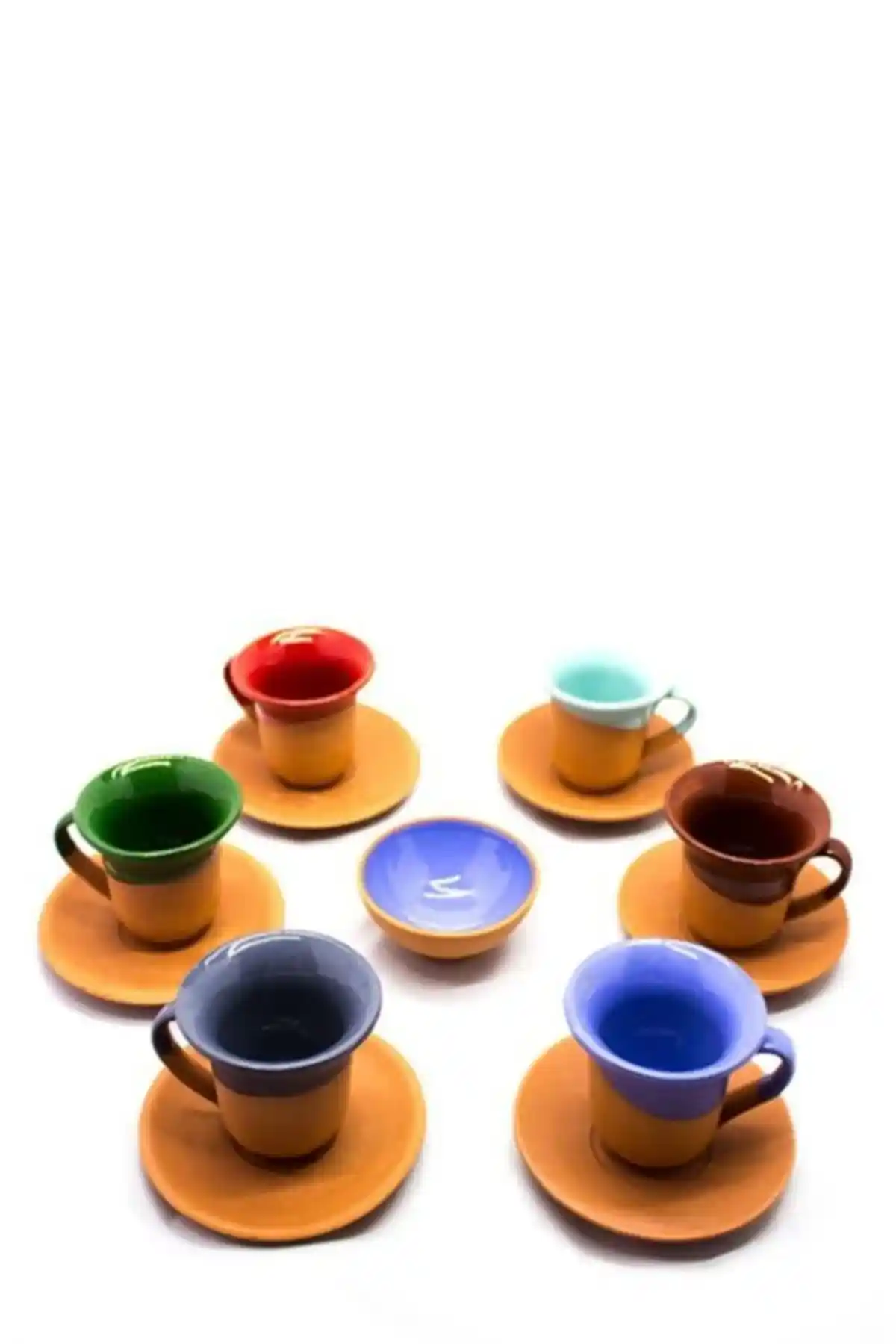 Avanos Renkli Toprak Fincan Seti 6'lı Yılbaşı ve Günlük Kullanım İçin Estetik Tasarım