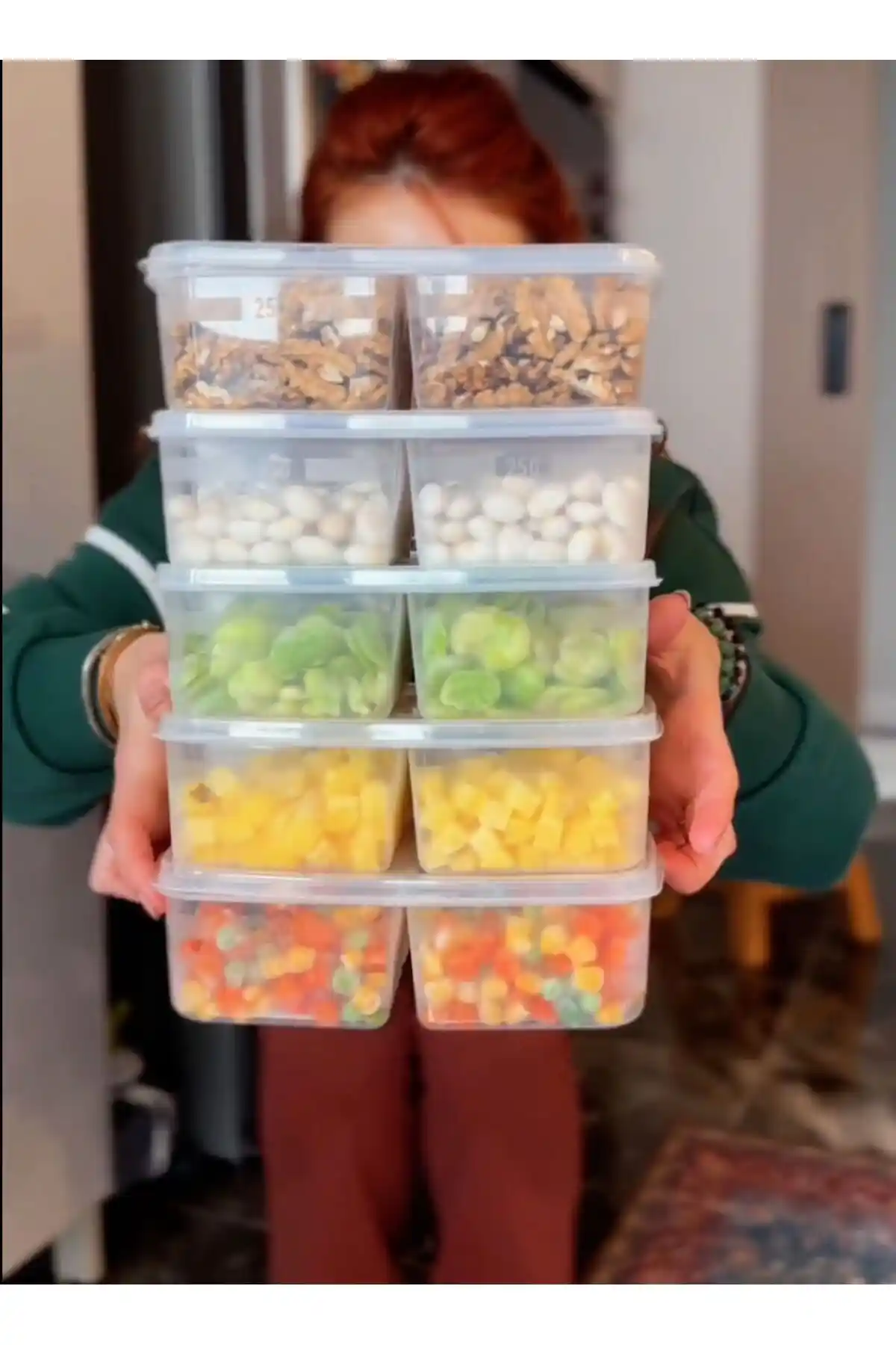 Bayev Large 5 Adet Dondurulmuş 4 Bölmeli Öğünlük Saklama Kabı Seti