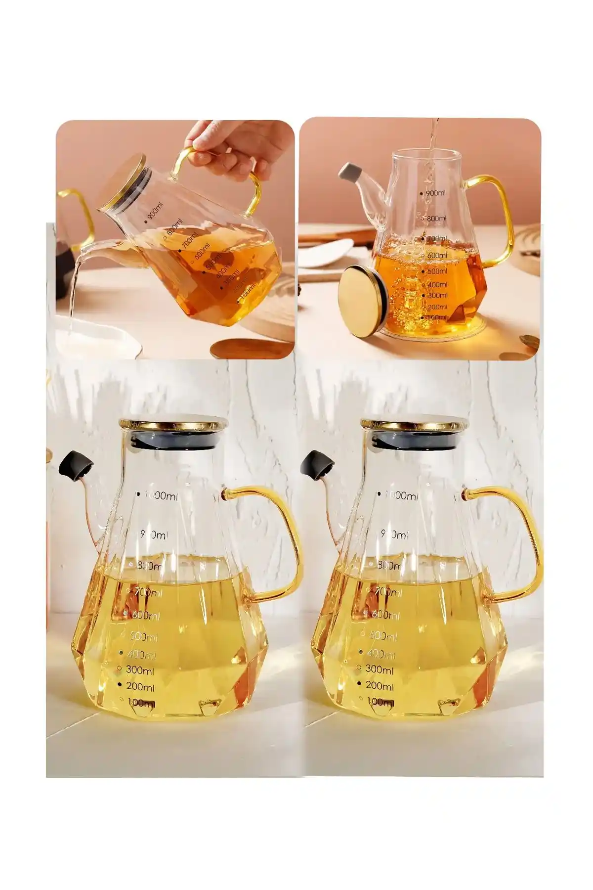 Beilha 2'li Madam Borosilikat Cam Yağlık Seti Şık ve Pratik Kullanım Sunar