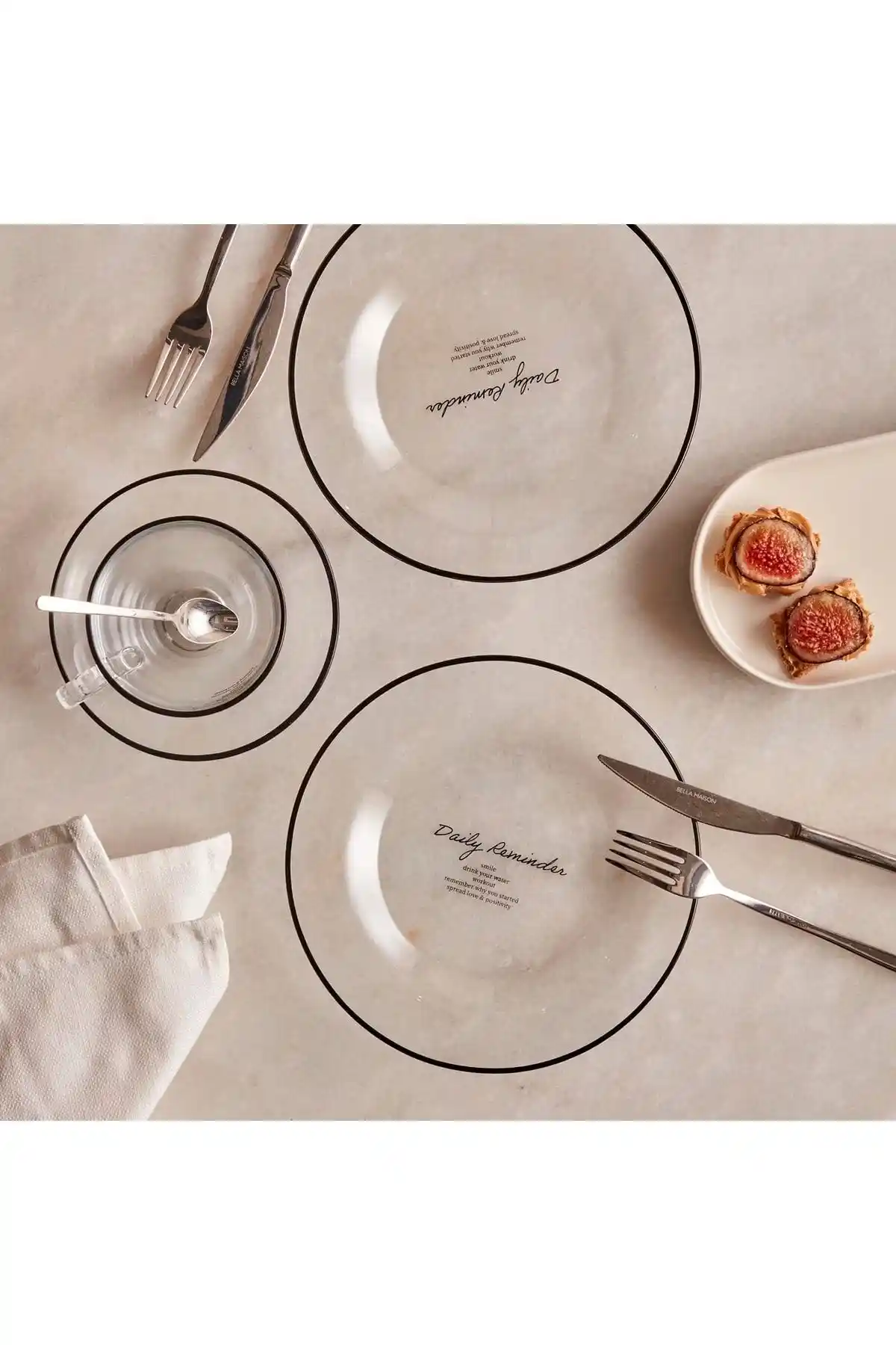 Bella Maison Günlük Kullanım Modern Siyah Pasta Tabağı Seti 4'lü Şık ve Dayanıklı