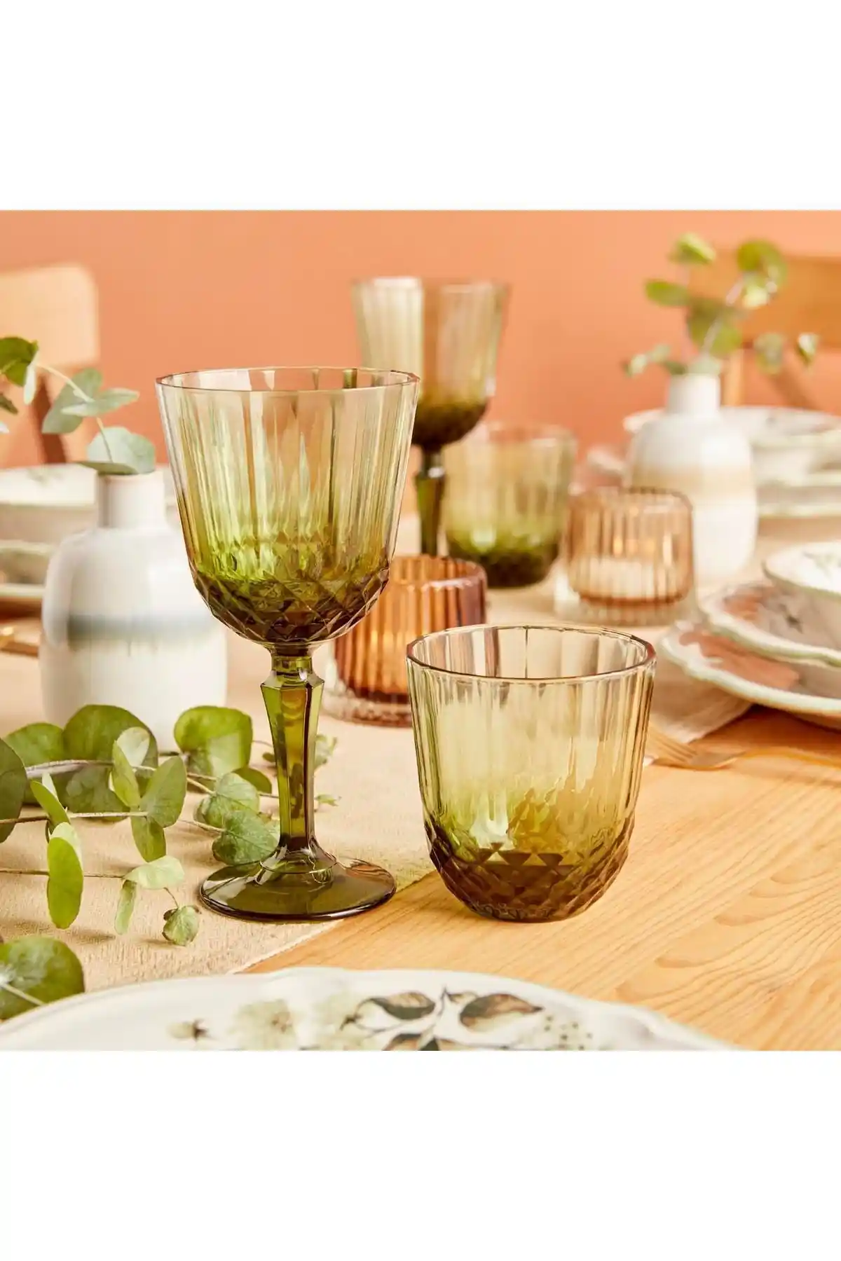 Bella Maison STD Colore Kesme Bardak-kadeh Seti 12'li Yeşil Cam Bardaklar Modern ve Dayanıklı Tasarım