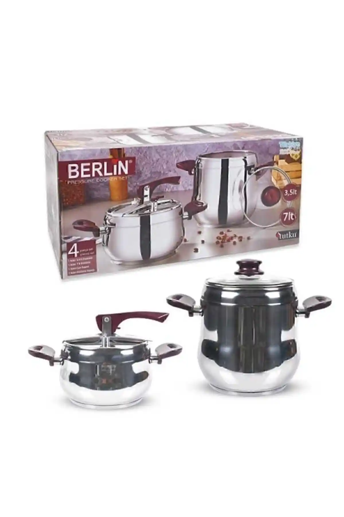 Berlin 2'li Düdüklü Tencere Seti - Yüksek Kapasiteli Paslanmaz Çelik Mutfak Gereci