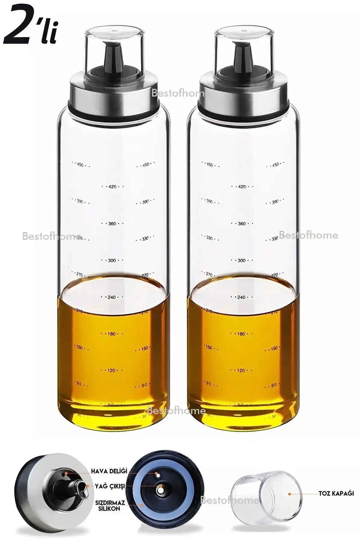 Bestofhome 2'li Cam Yağdanlık Seti: Şık ve Pratik Mutfak Aksesuarları