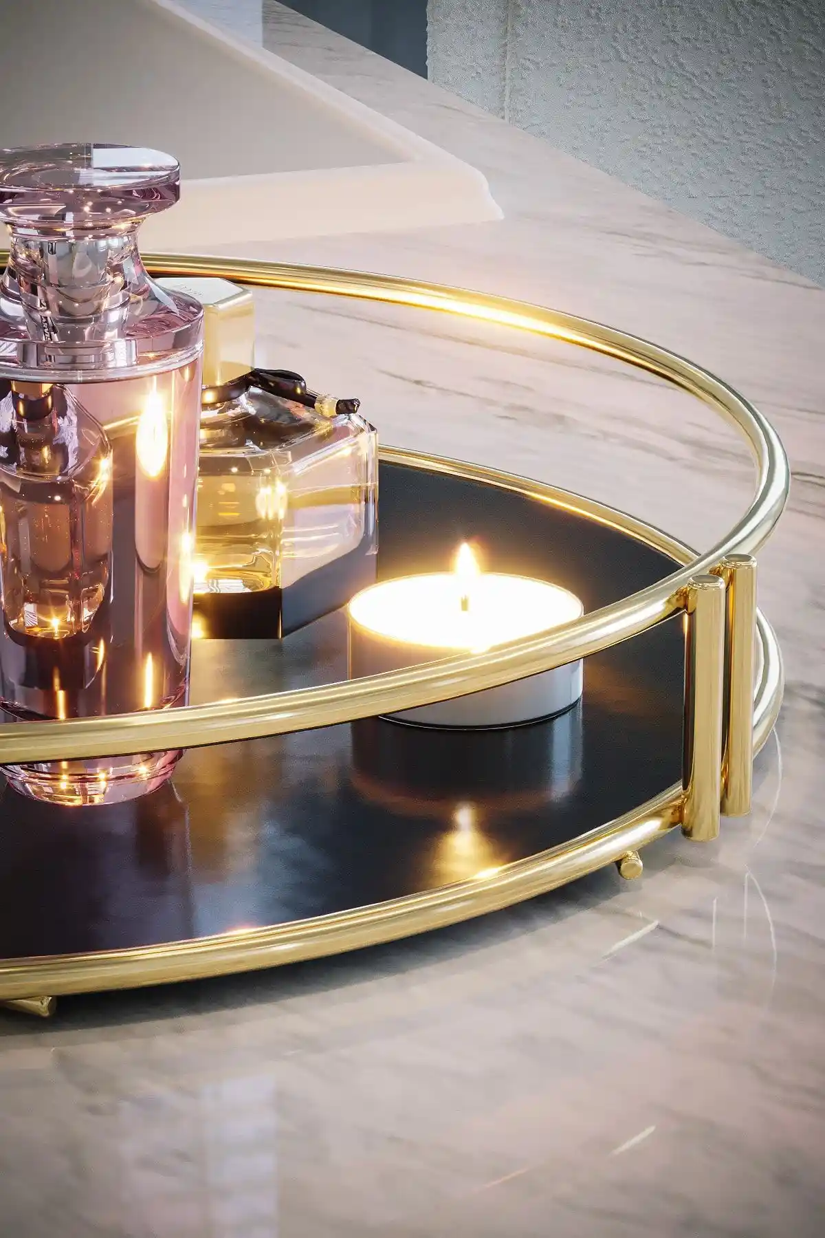 Bino Servis Sunum Tepsisi: Şık ve Dayanıklı Altın Renkli Paslanmaz Çelik Tepsi