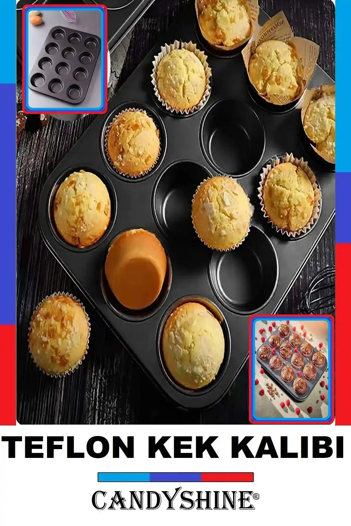 CandyShine 12'li Teflon Muffin Kek Kalıbı Sağlıklı ve Pratik Pişirme Deneyimi İçin
