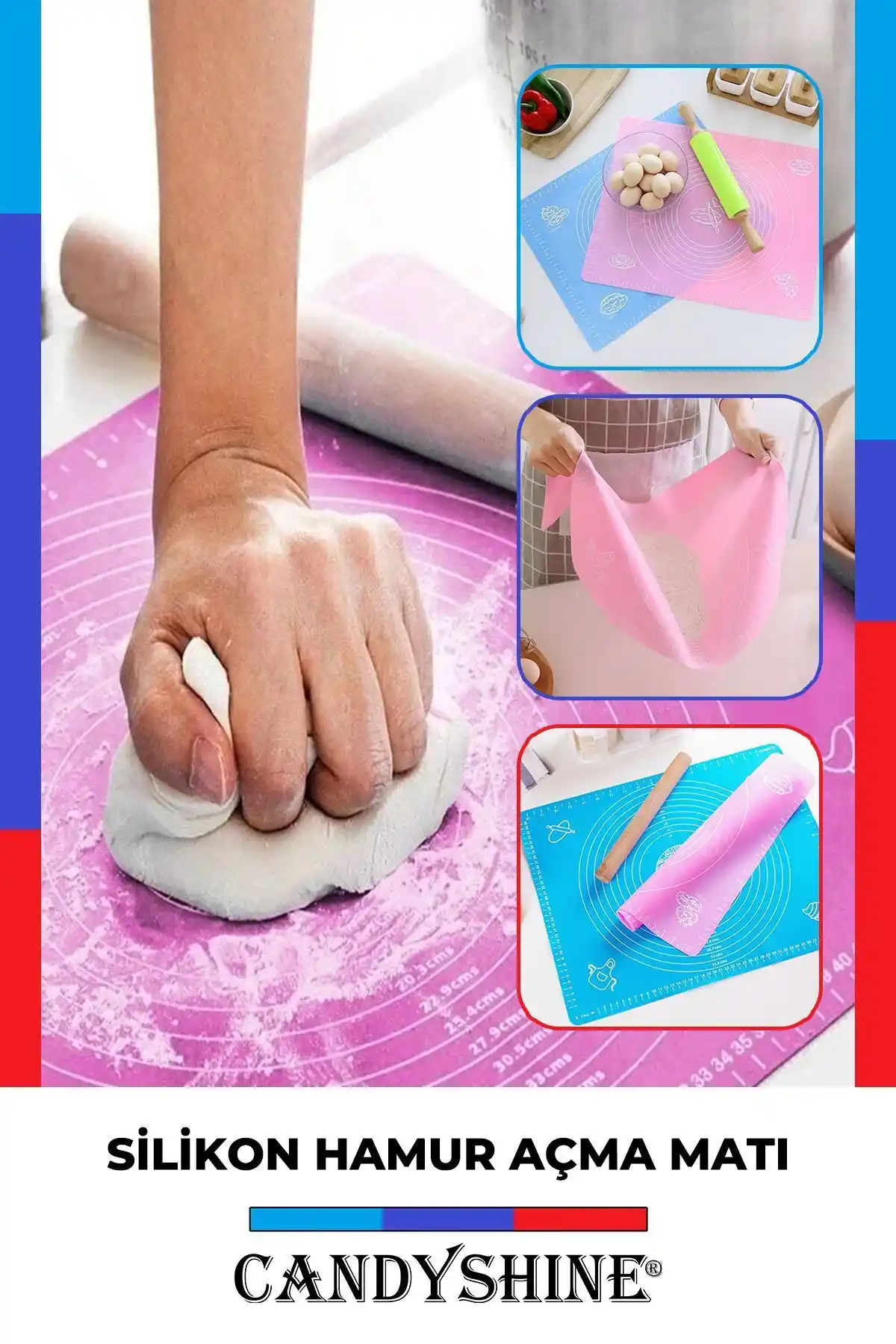 CandyShine ve Genel Markalar Silikon Hamur Açma Matları Karşılaştırması 50x40 ve 65x45 cm Boyutlar