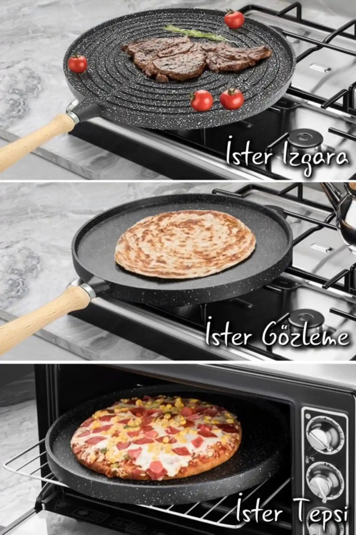 COOKCASE Çift Taraflı Gözleme ve Et Tavası: Dayanıklı Çok Amaçlı Mutfak Gereci