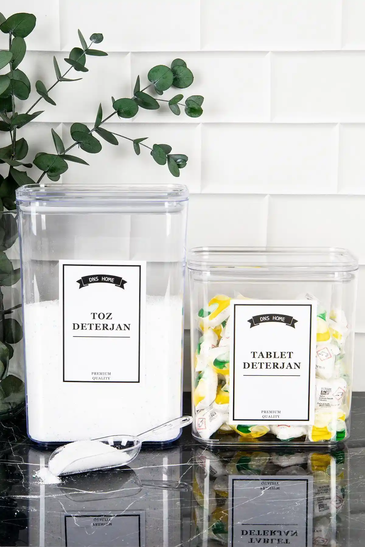 DNS HOME 2'li Deterjanlık Seti: Şık ve Dayanıklı Saklama Çözümleri