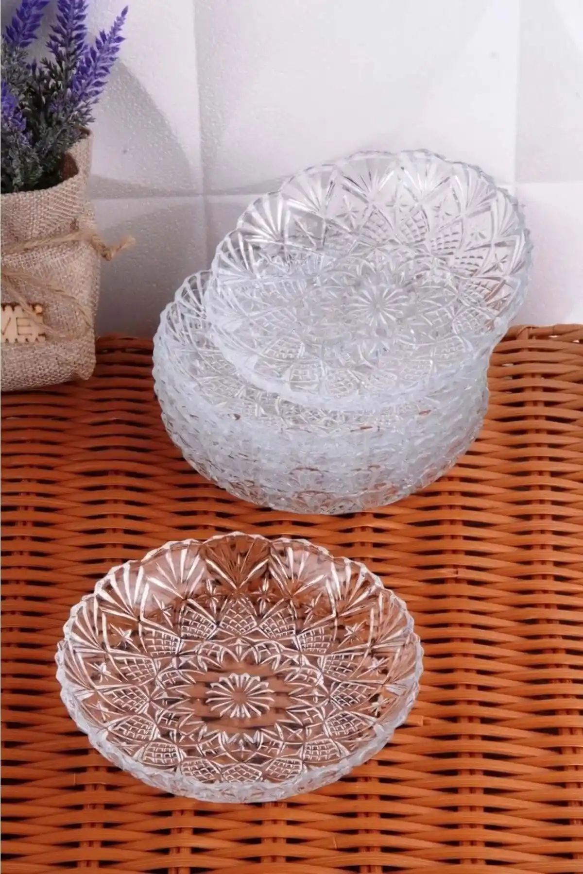 Doğuş Mutfak Kristal Cam Tabak Seti 6'lı Kahvaltılık ve Tatlı Tabağı Modern Tasarım