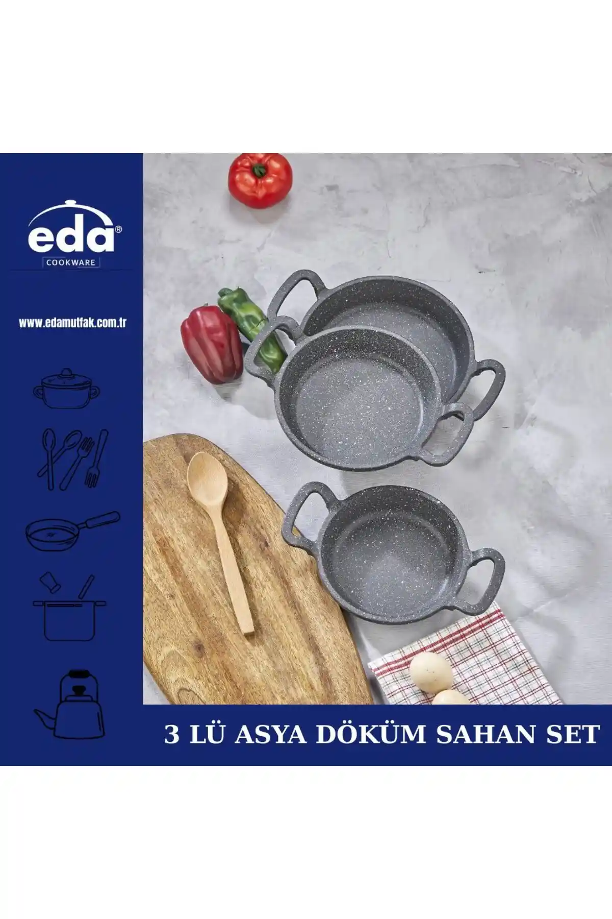 Eda Sahan Takımı 3’lü: Modern ve Dayanıklı Granit Mutfak Sahan Seti (75-90 karakter)