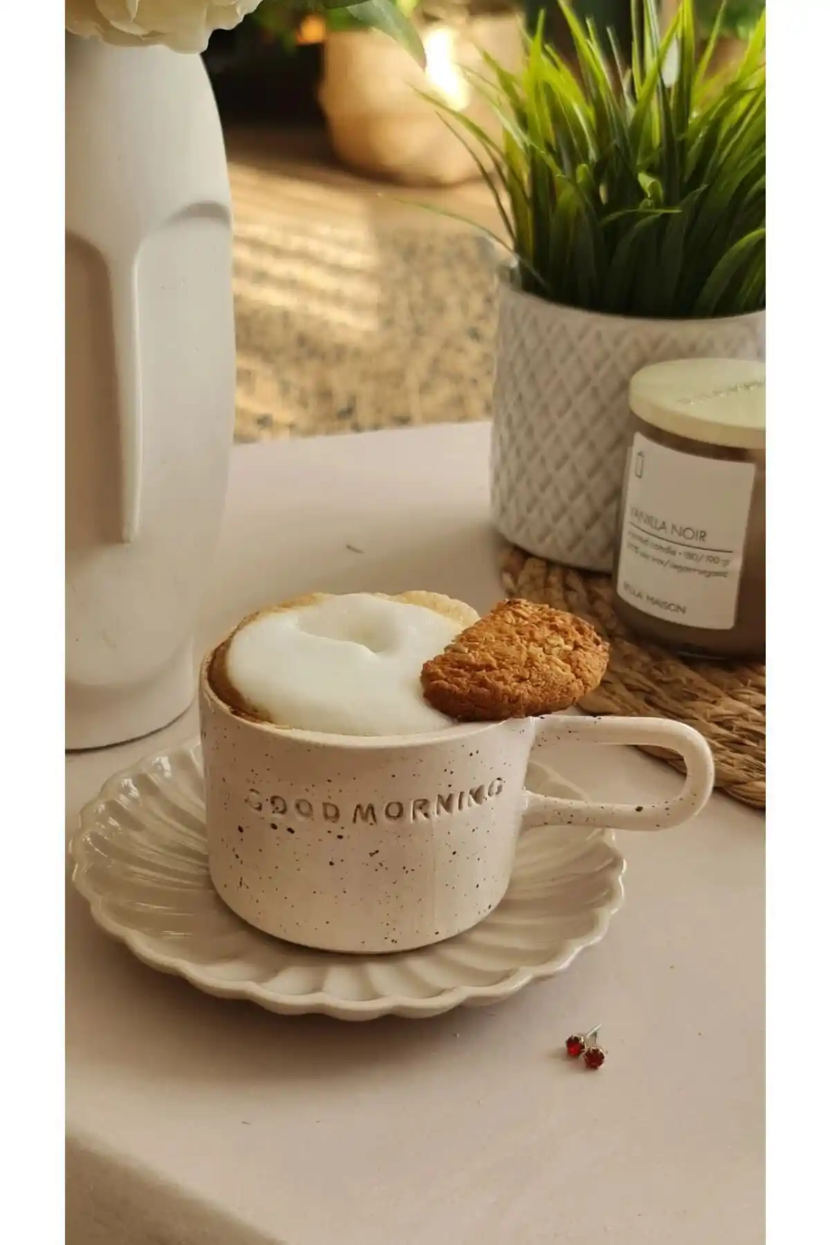 El Yapımı Modern Seramik Kahve Kupası 'Good Morning' Tasarımı ve Özellikleri