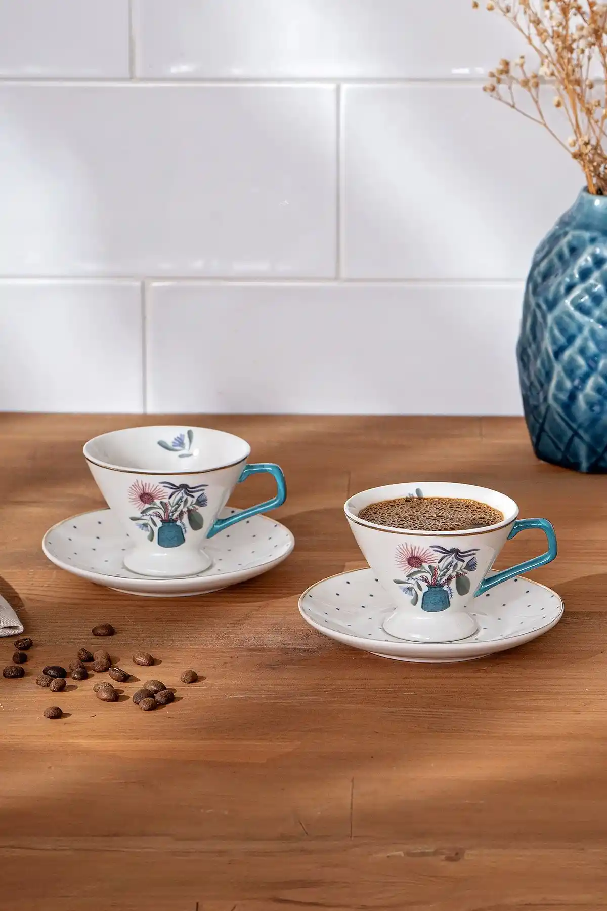 Emsan Bouquet 2 Kişilik Porselen Kahve Fincan Takımı Şık ve Dayanıklı Tasarım