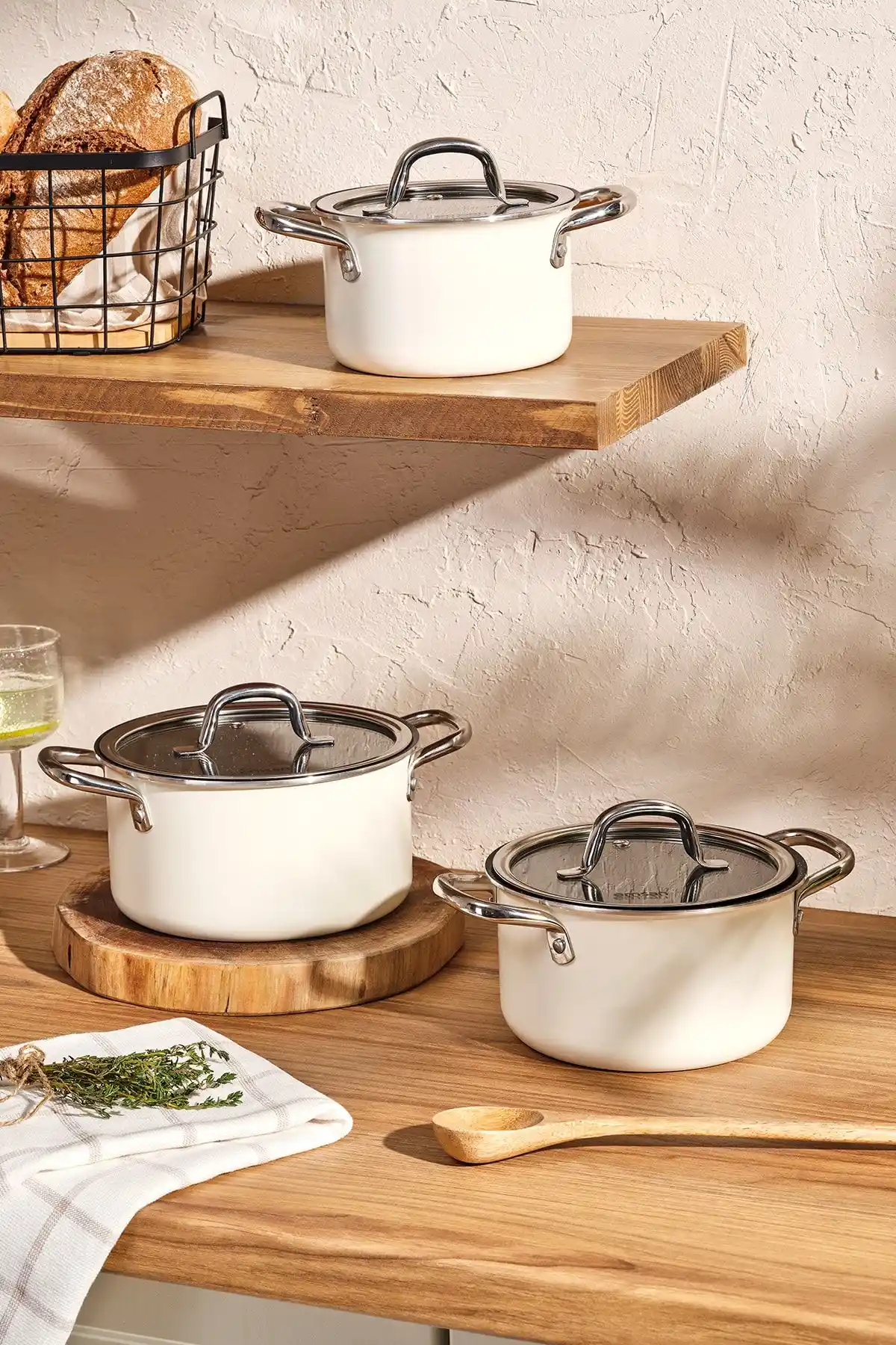 Emsan Master Class 6 Parça Midi Tencere Seti Beyaz - Dayanıklı ve Şık Mutfak Gereçleri