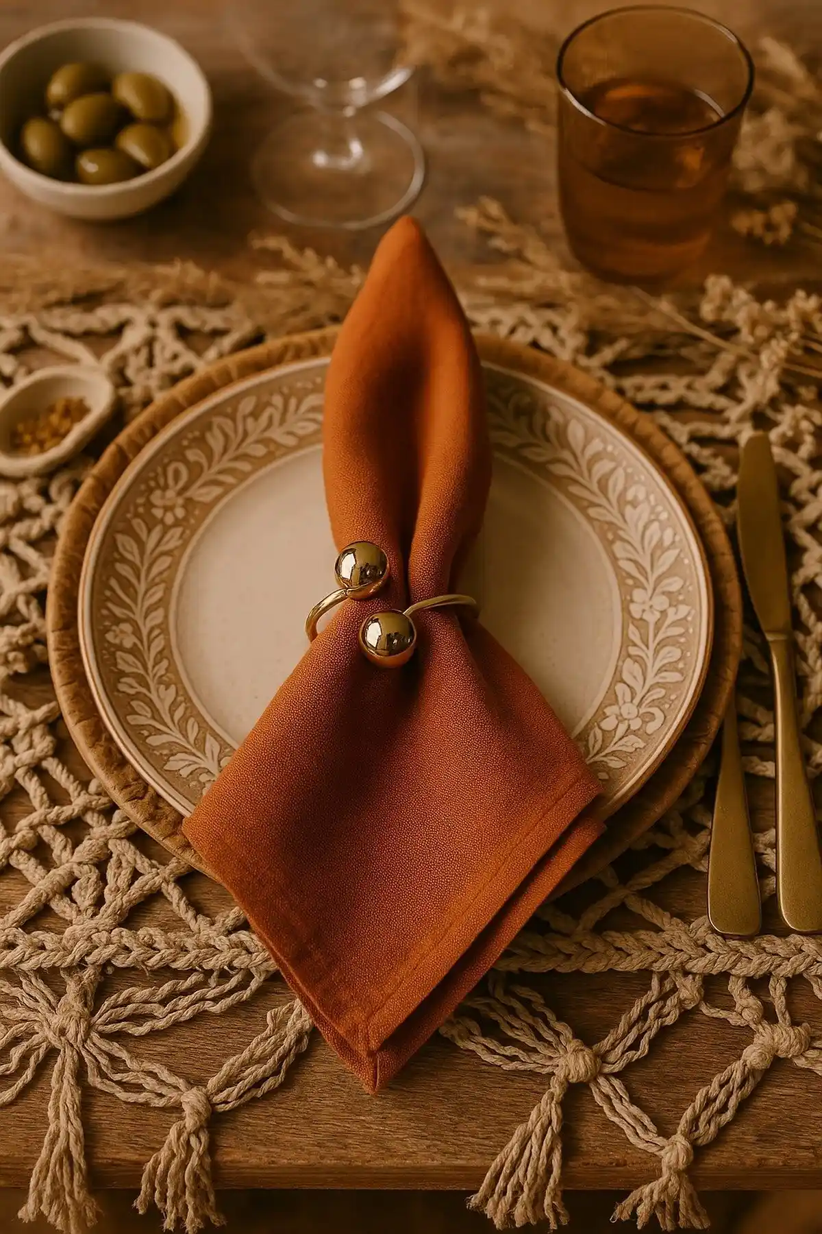 Emtory Home Parlak Gold Boncuklu Peçete Yüzüğü Şık ve Dayanıklı Masa Dekorasyonu Aksesuarı