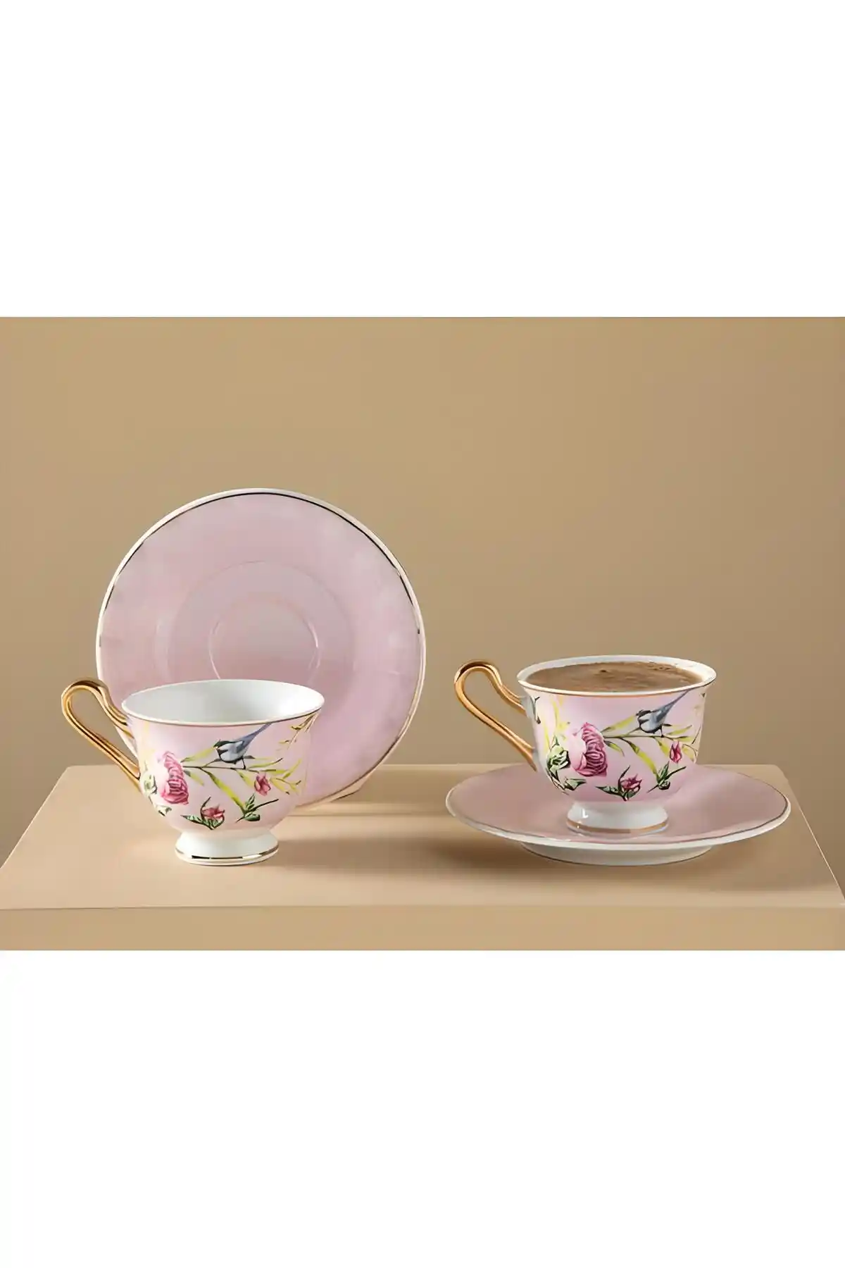 English Home Vanilla Bone China 4 Parça Pembe Kahve Fincan Takımı - Şık ve Dayanıklı Tasarım