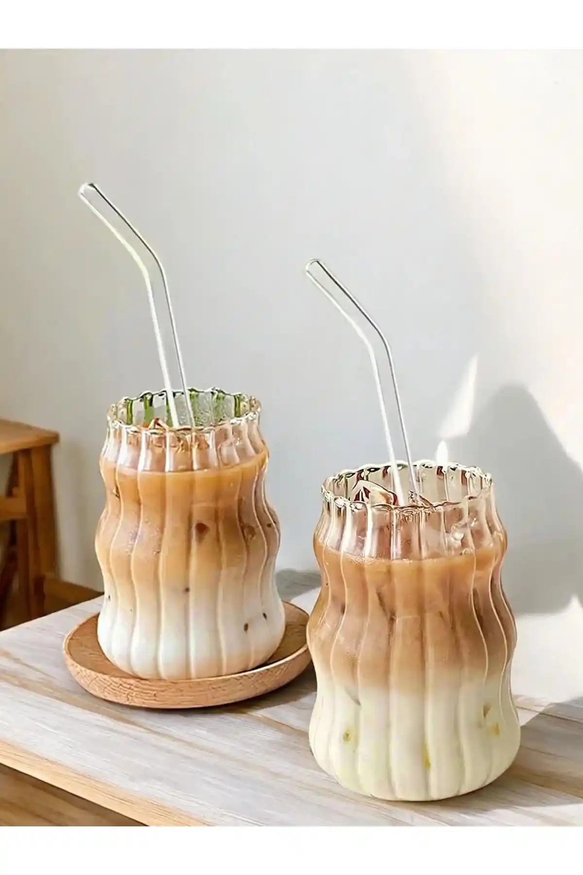 Ercazzo 2'li Pipetli Sukabağı Şekli Latte Kahve Bardakları Modern Tasarım