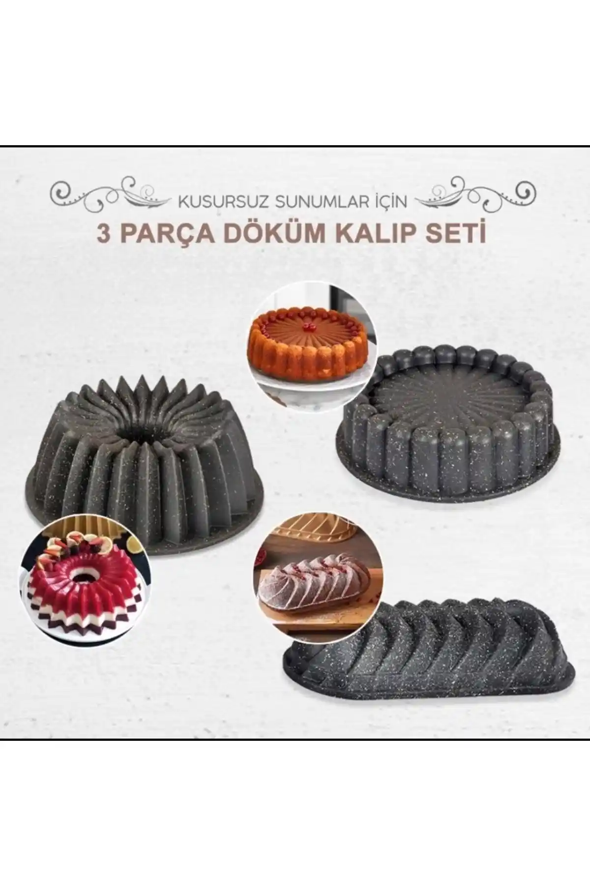 Esta Slice Döküm Granit Kaplama 3'lü Kek Kalıbı Seti: Modern ve Dayanıklı Mutfak Gereçleri