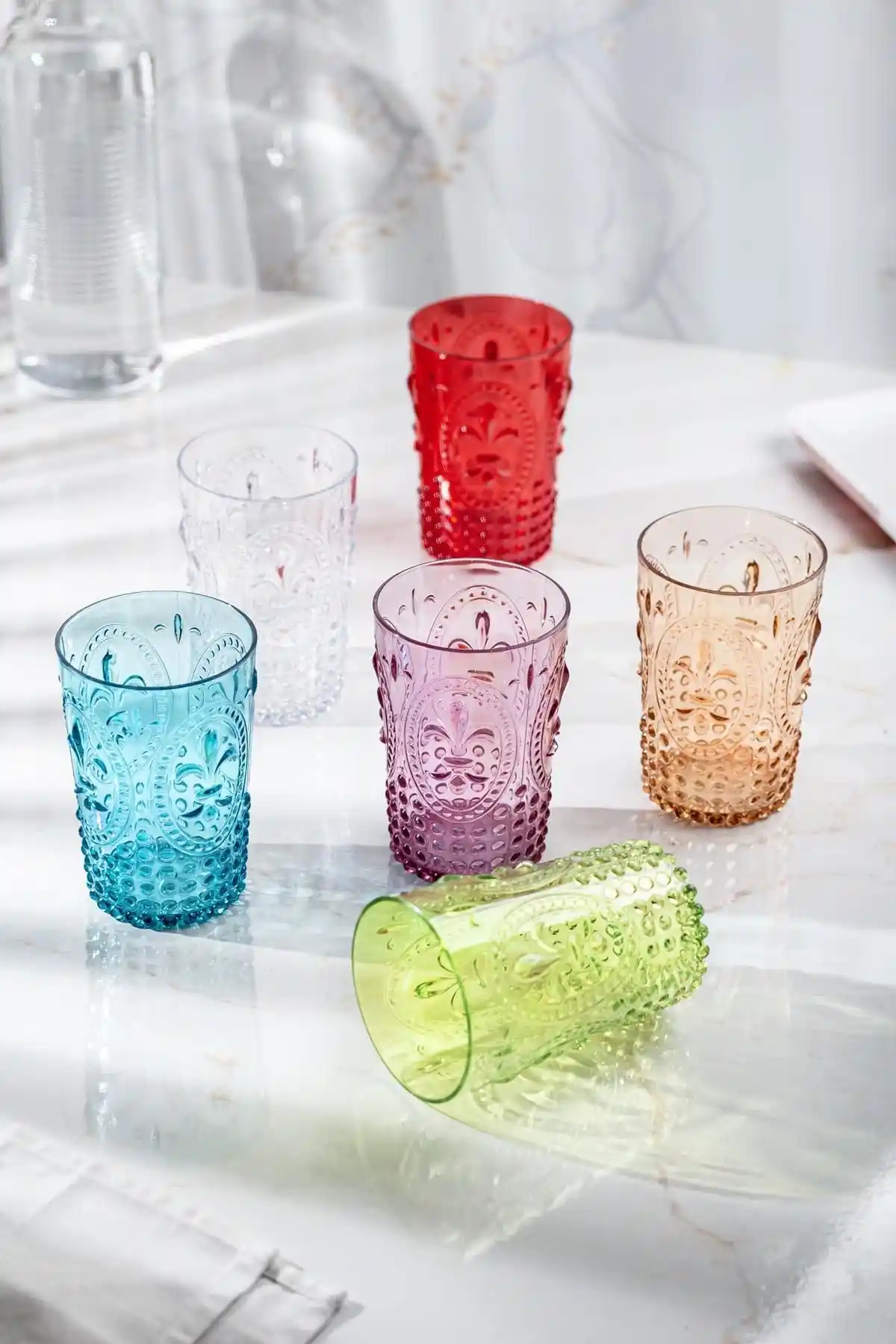 EWs Renkli Akrilik 6'lı Kısa Bardaklar - Dayanıklı ve Şık Mutfak Seti