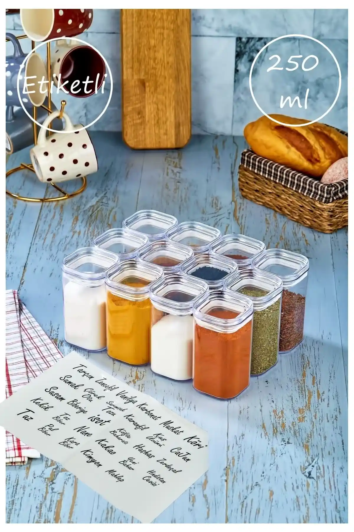 FBZhome 12'li Akrilik Baharatlık Kavanoz Seti ile Mutfakta Şıklık ve Düzen