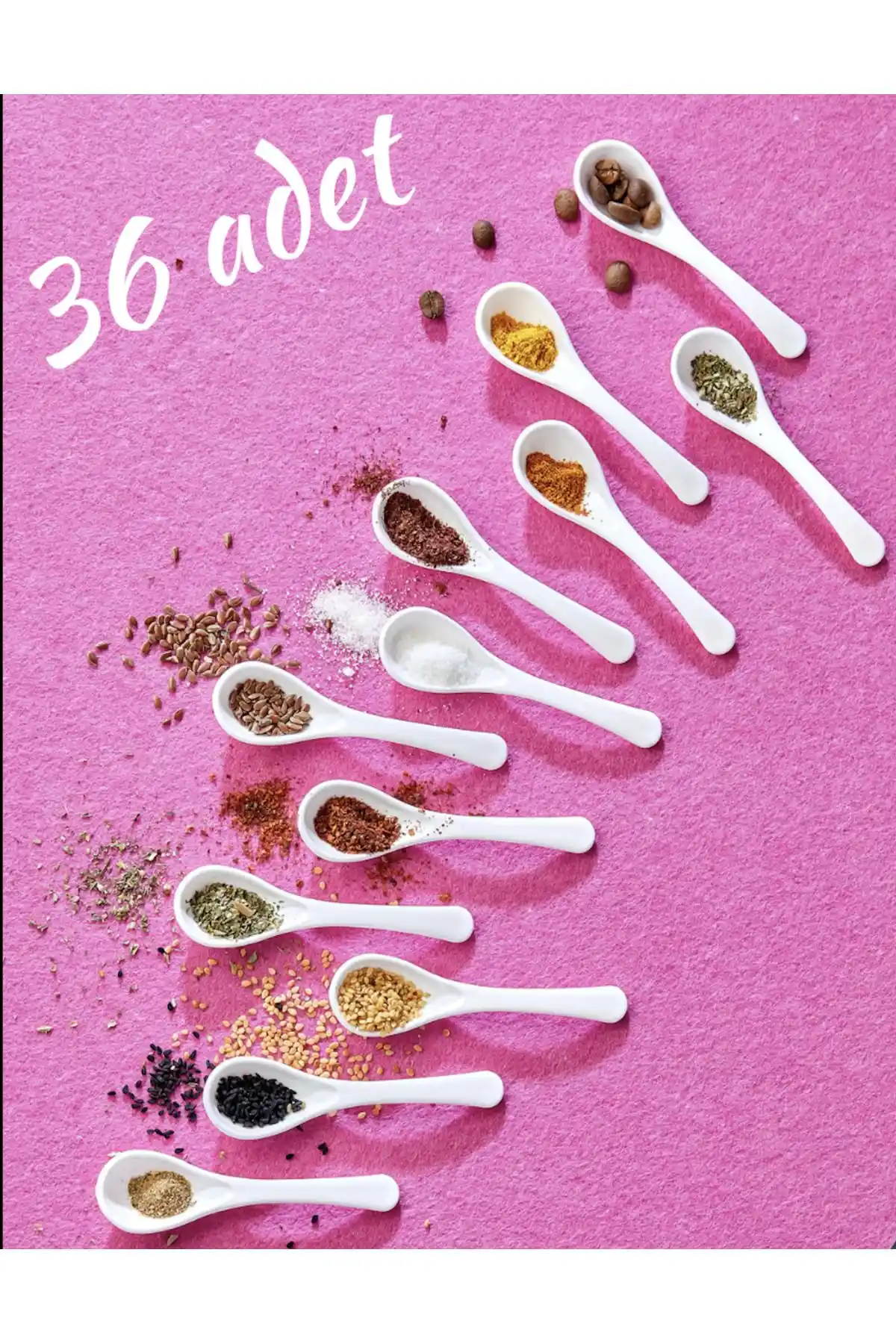 FBZhome 36 Adet Beyaz Servis ve Baharat Kaşığı Seti Pratik ve Şık Mutfak Gereçleri