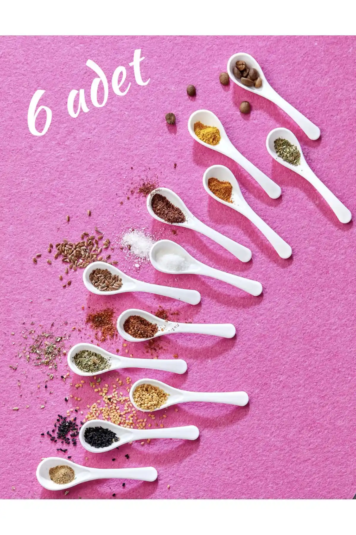 FBZhome 6 Adet Beyaz Servis ve Baharat Kaşığı Seti Pratik ve Şık Mutfak Aksesuarları