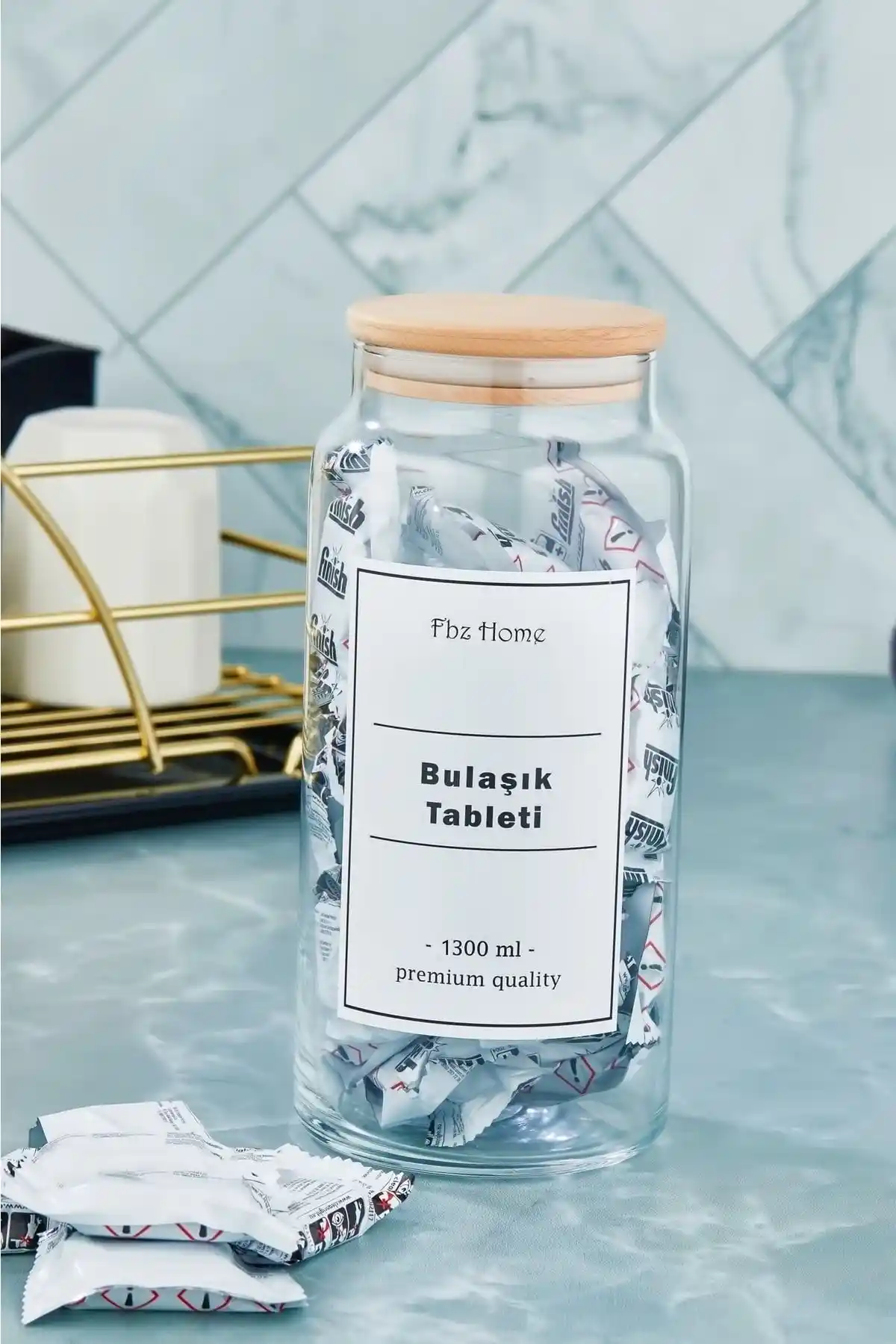 FBZhome Bulaşık Makinesi Deterjan Tableti Kavanozu Şık ve Pratik Saklama Çözümü