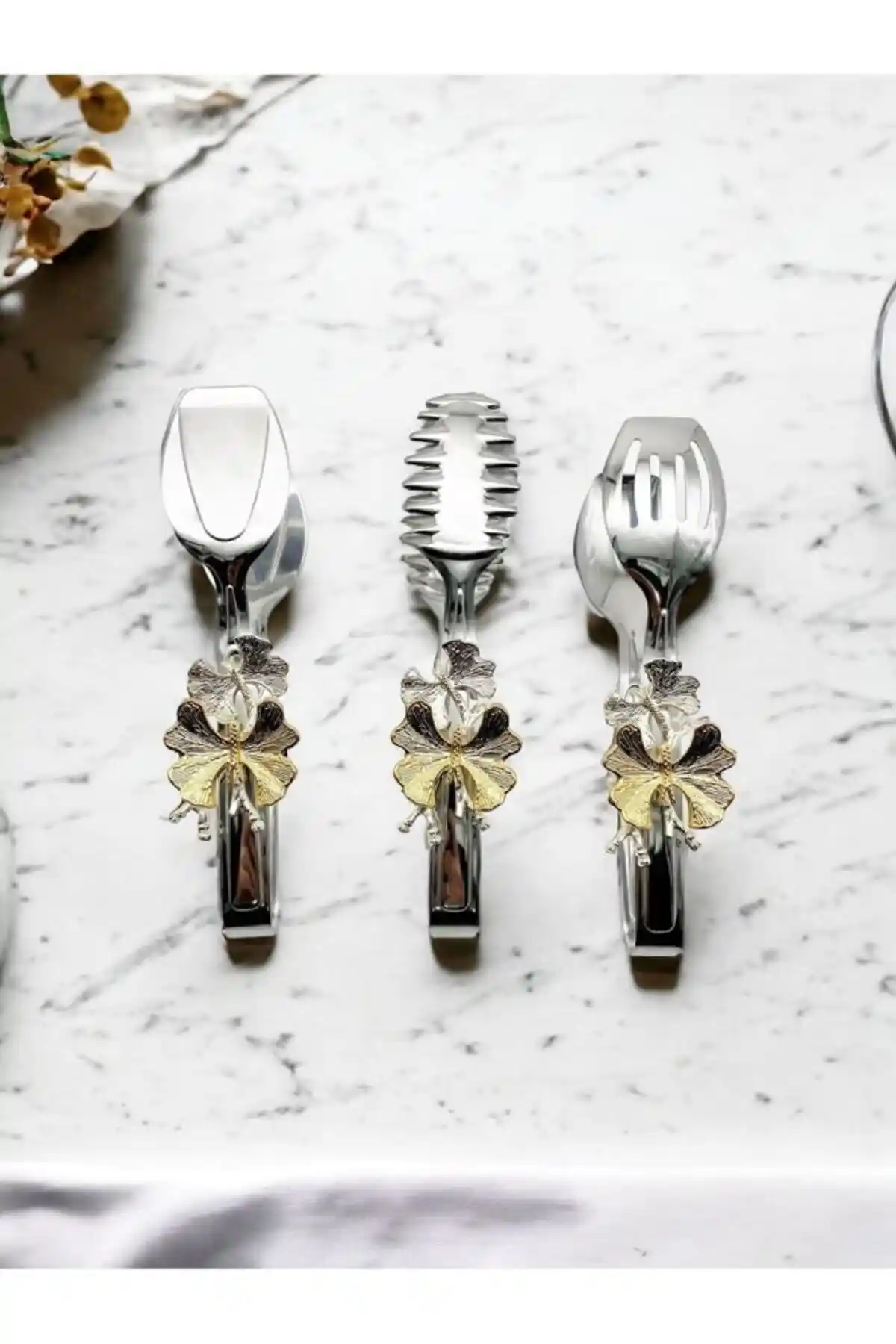 Fiyakalı Gümüş Renkli Salata ve Pasta Servis Seti - Dayanıklı ve Şık Tasarım