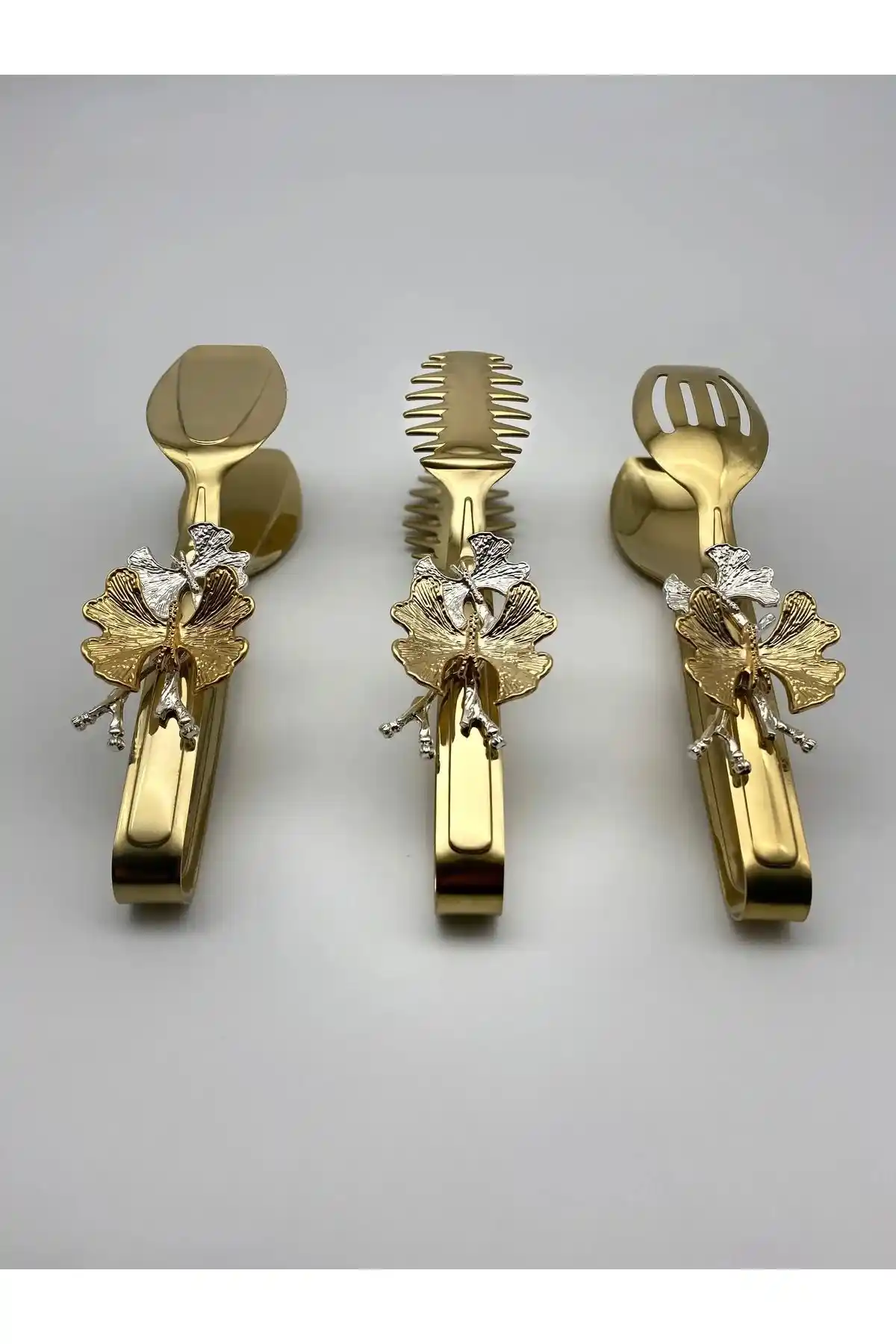 Fiyakalı Kelebekli Gold Maşa ve Seti: Şık ve Dayanıklı Sunum Araçları